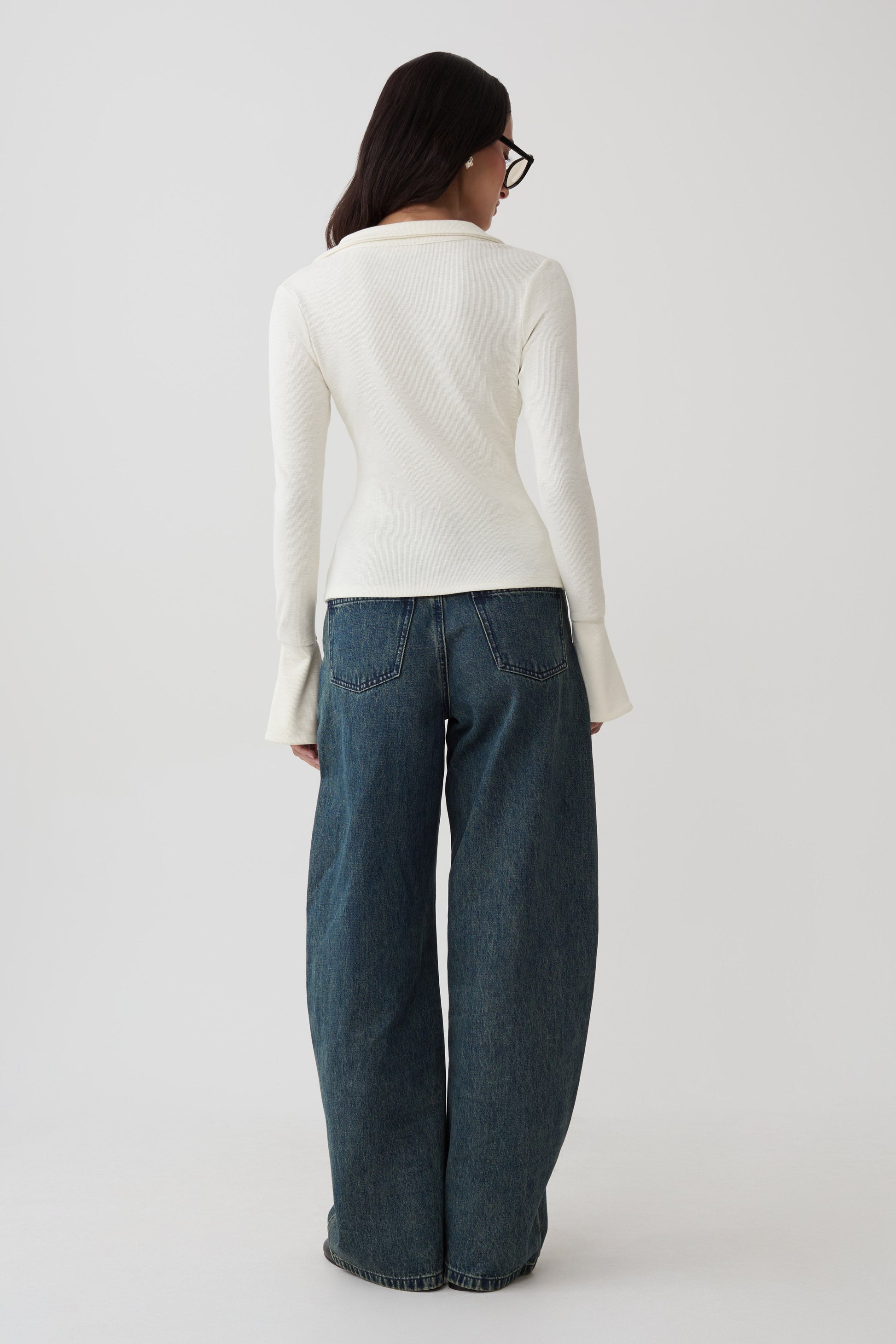 Analisa Button Down Long Sleeve Top - Ivory #4