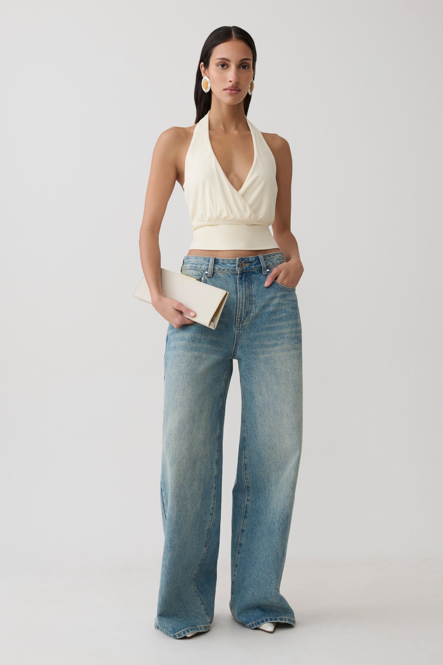 Jina Draped Halter Top - Ivory