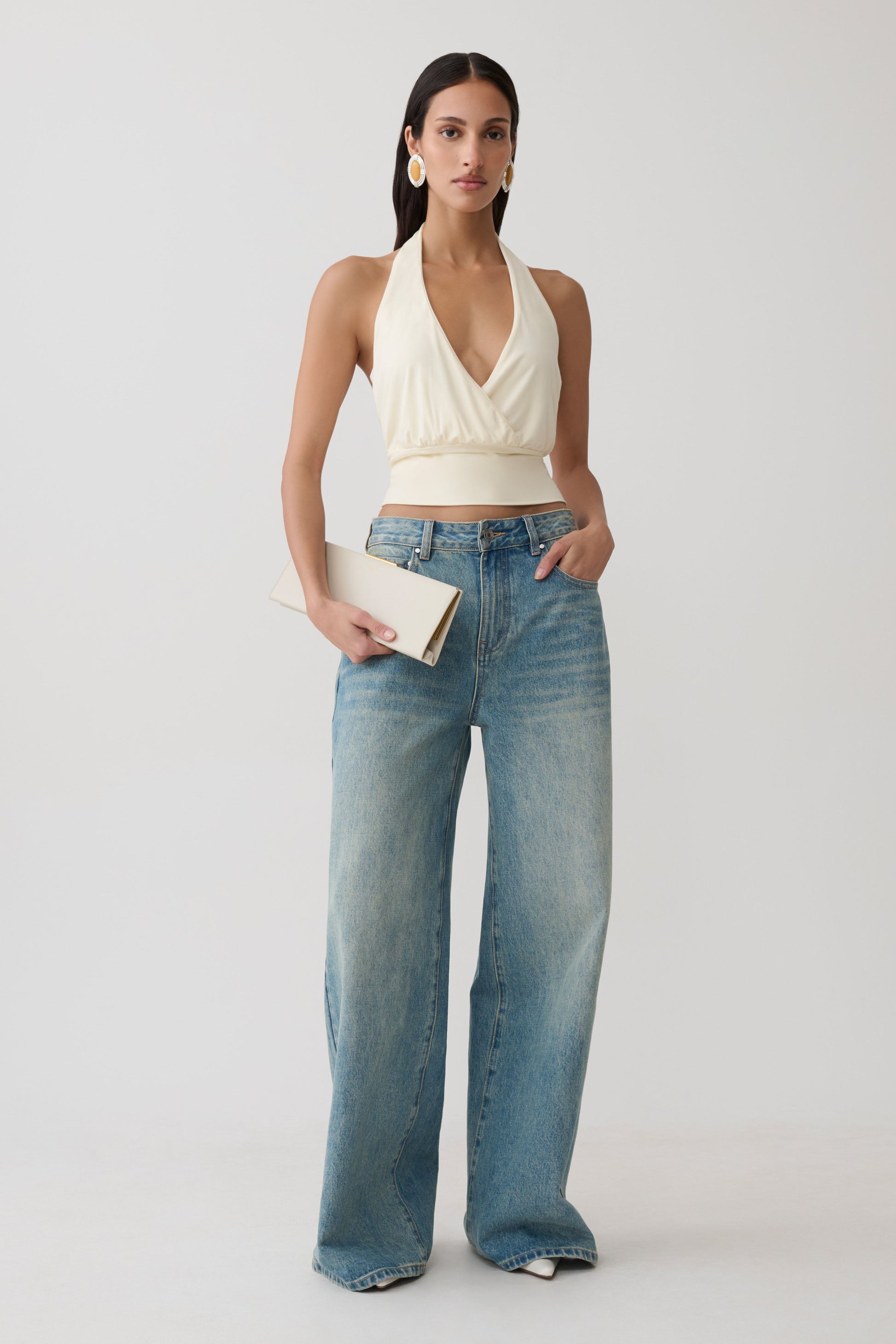 Jina Draped Halter Top - Ivory #7