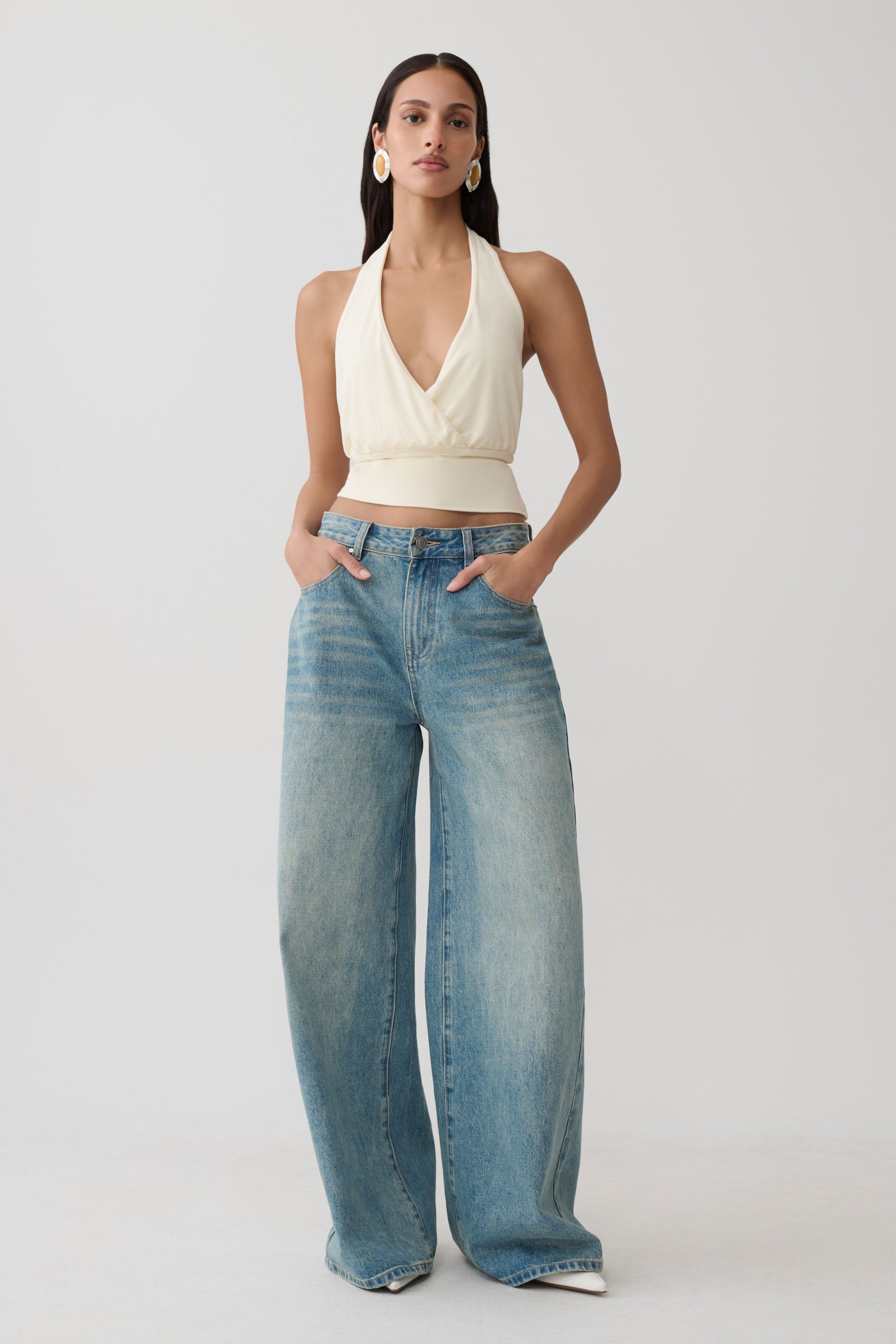 Jina Draped Halter Top - Ivory
