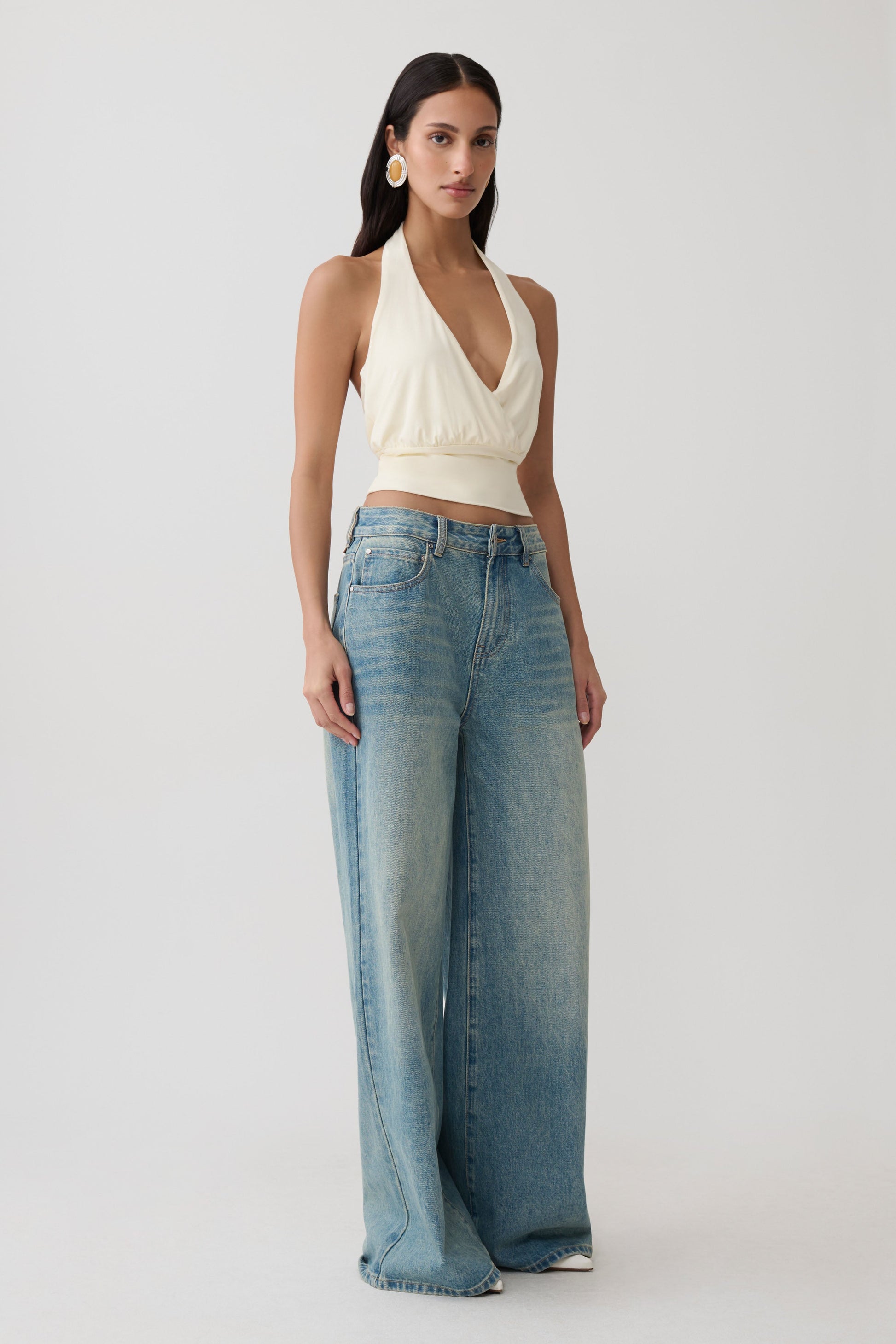 Jina Draped Halter Top - Ivory #4