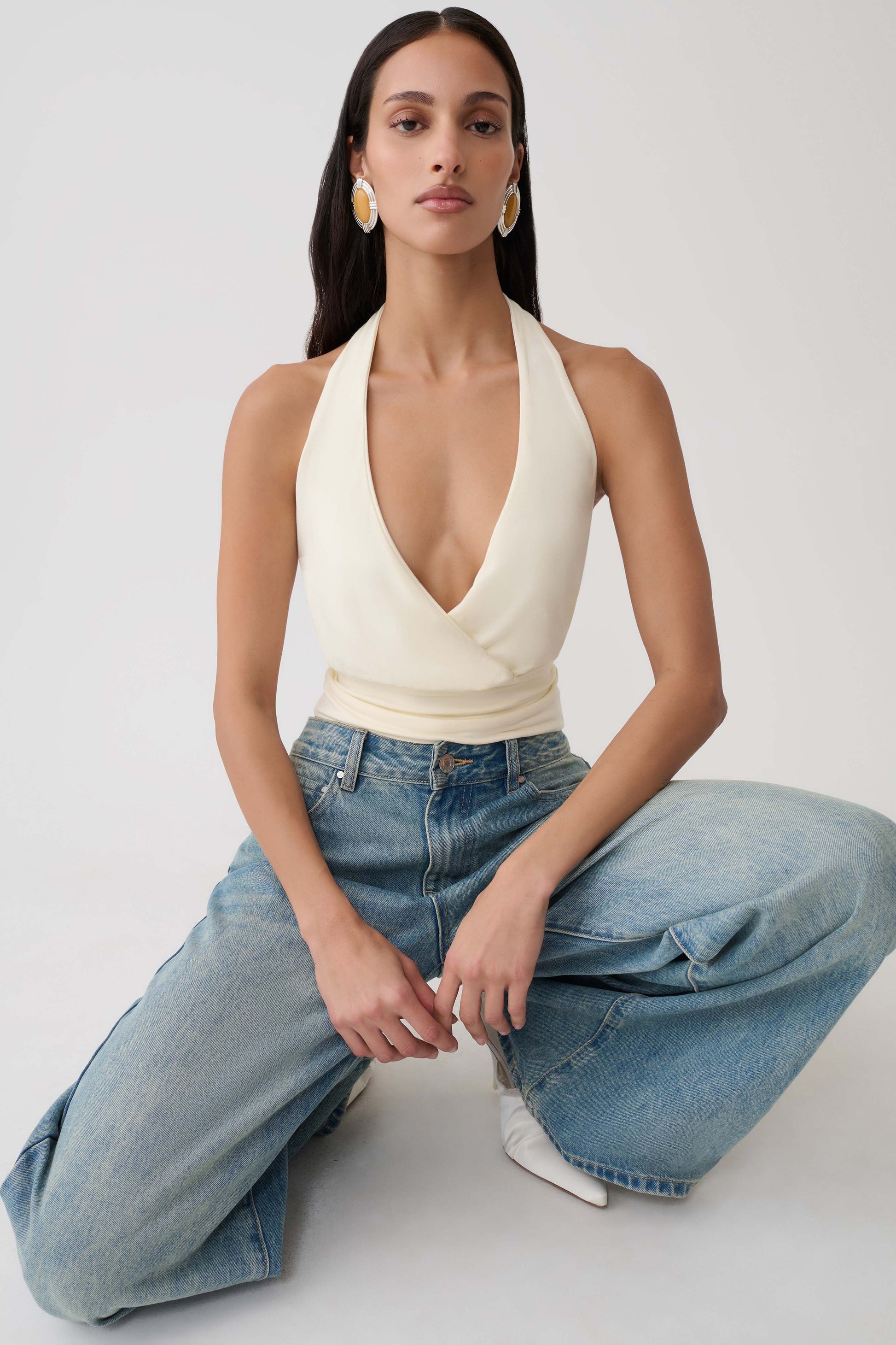 Jina Draped Halter Top - Ivory #8