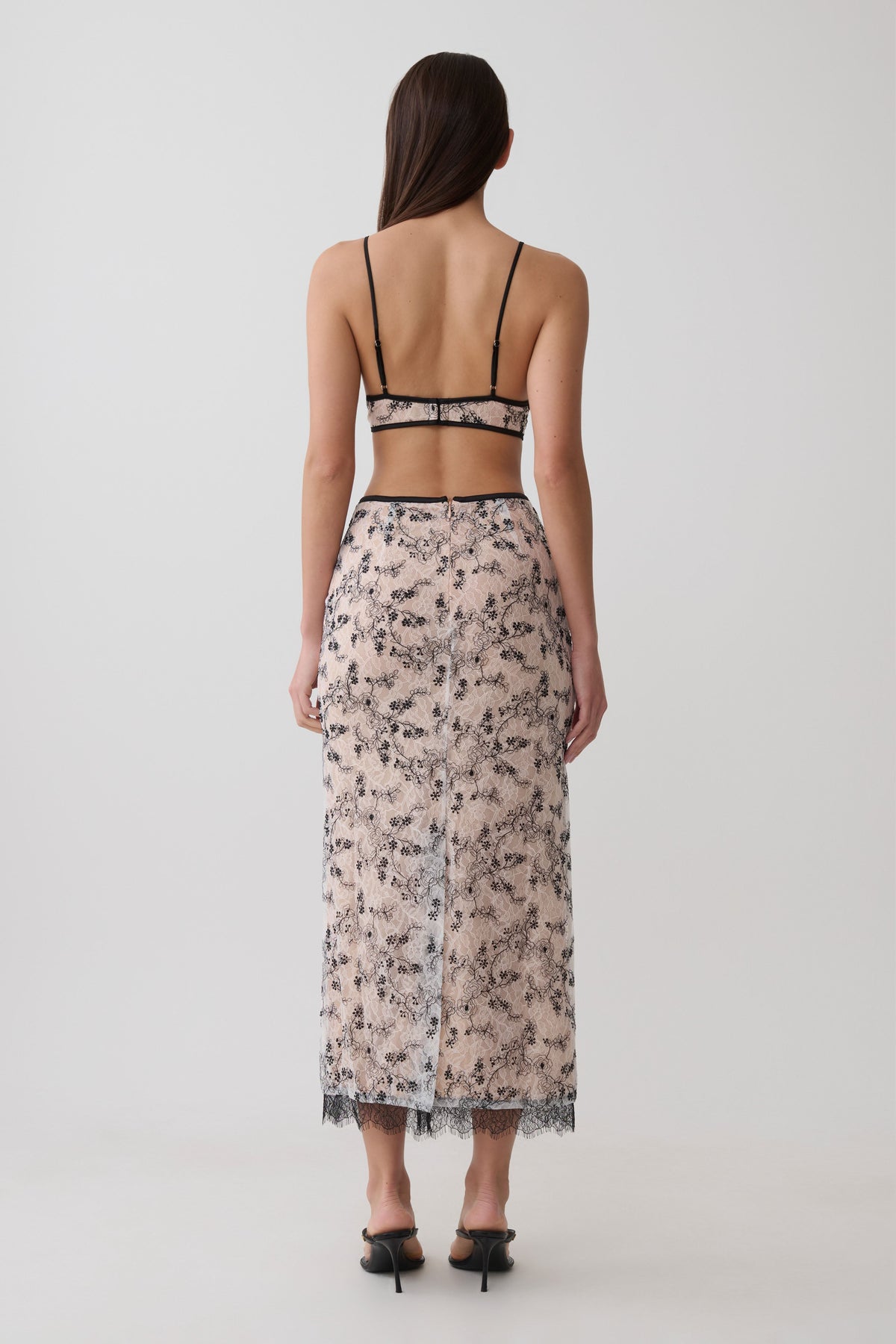 Kimberly Lace Pencil Midi Skirt - Nude Lace #4