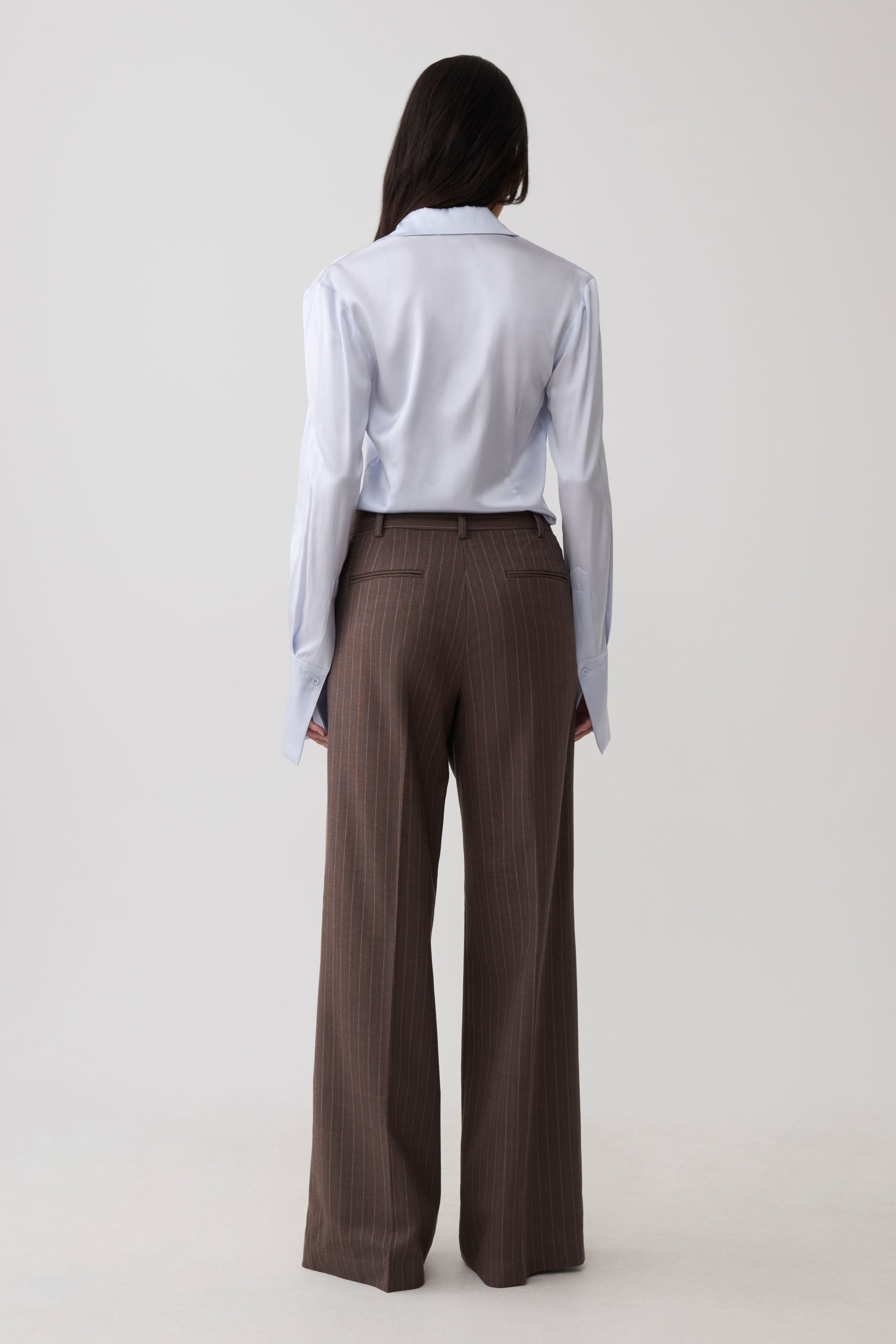 Phoebe Straight Leg Suiting Pants - Brown Stripe #4