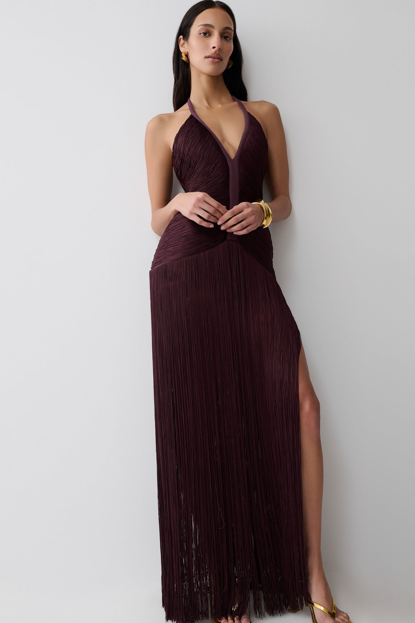 Tiffany Fringe Maxi Dress - Plum