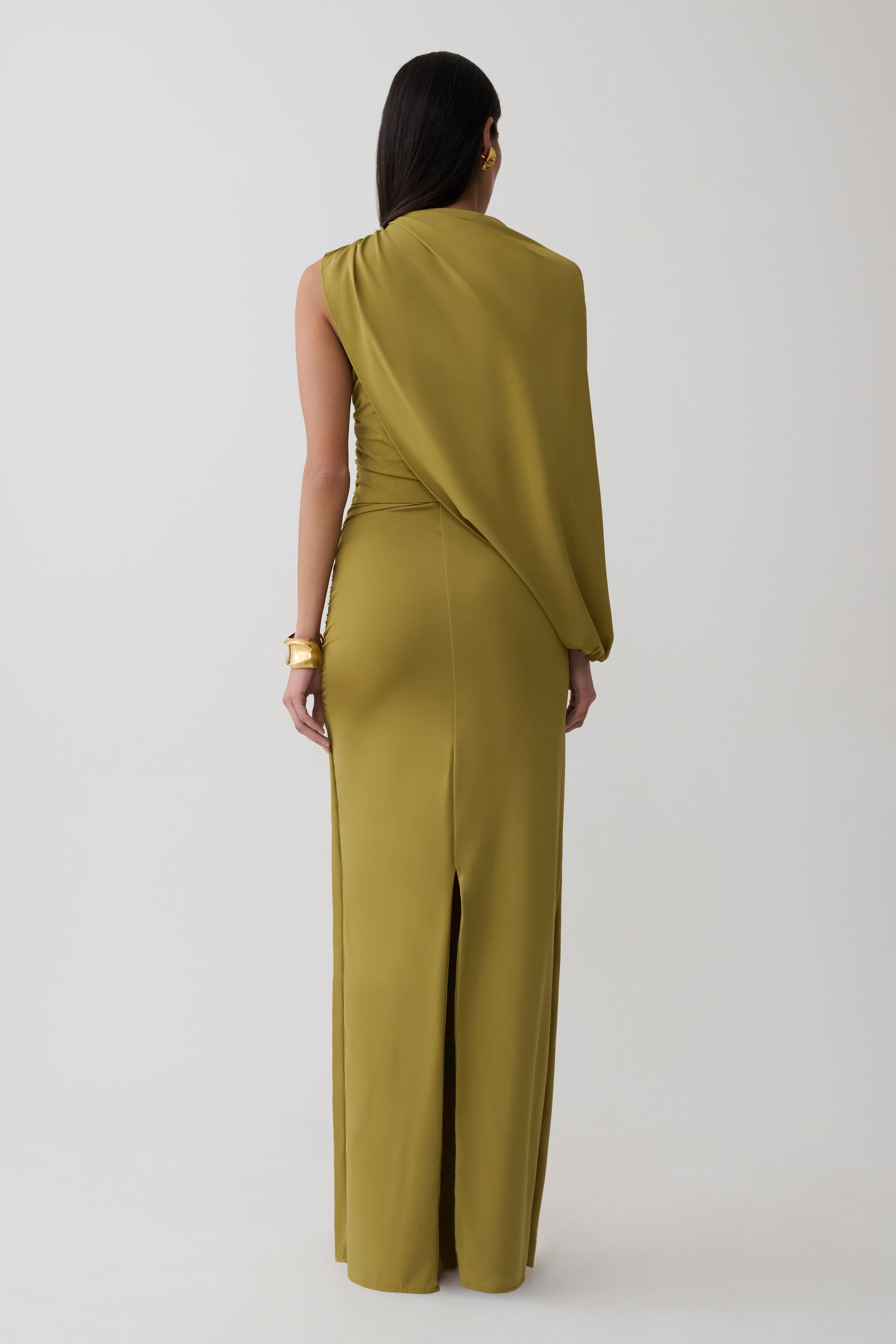 Yuri Gather Sleeve Maxi Dress - Martini Olive #2