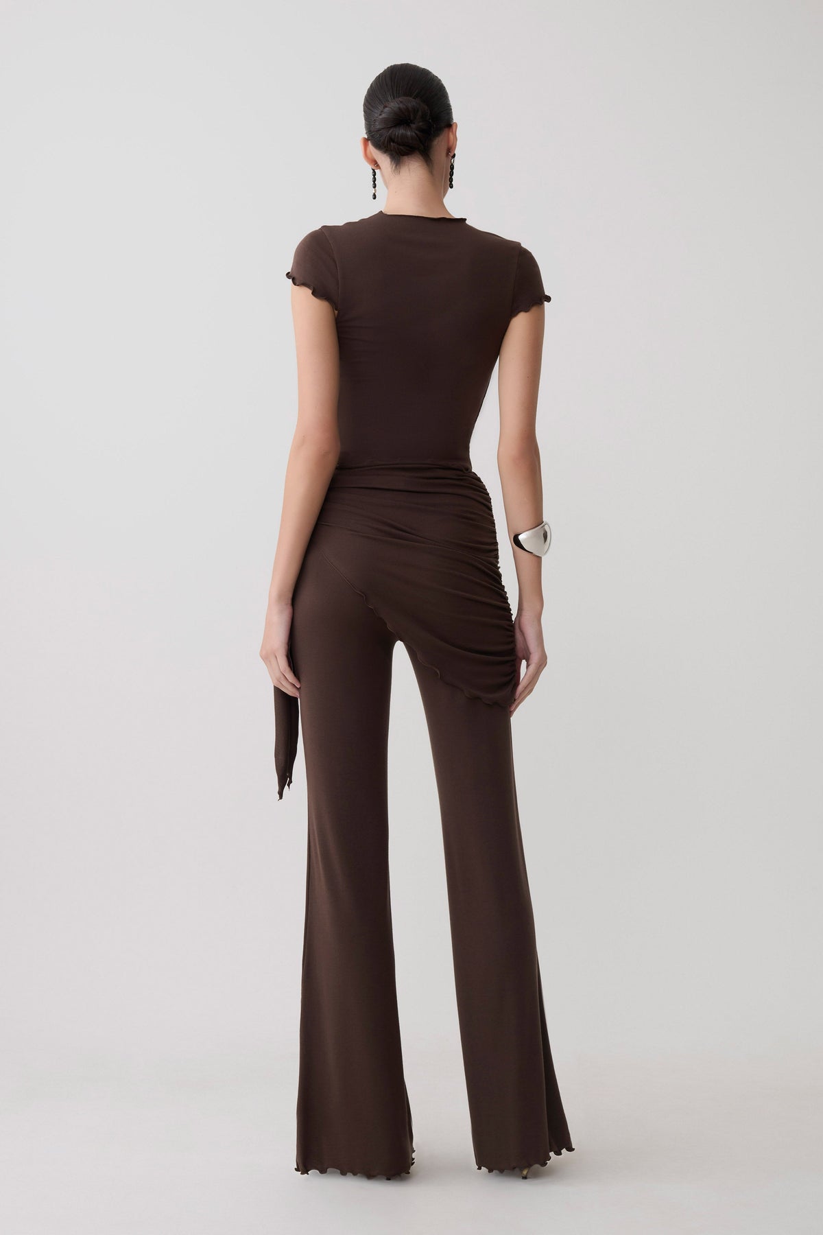 Anfie Straight Leg Pants With Waist Wrap - Dark Chocolate #5
