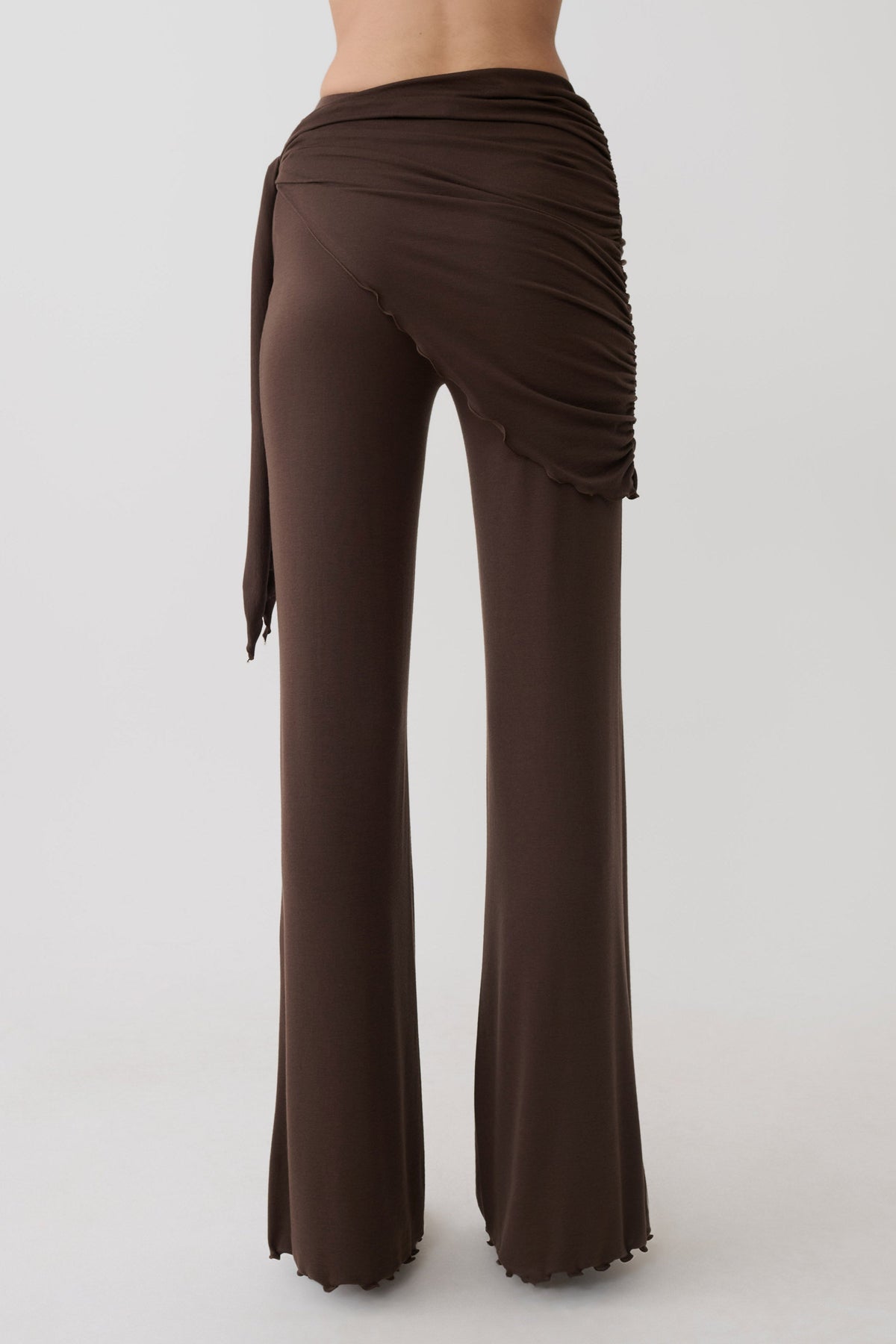 Anfie Straight Leg Pants With Waist Wrap - Dark Chocolate #2