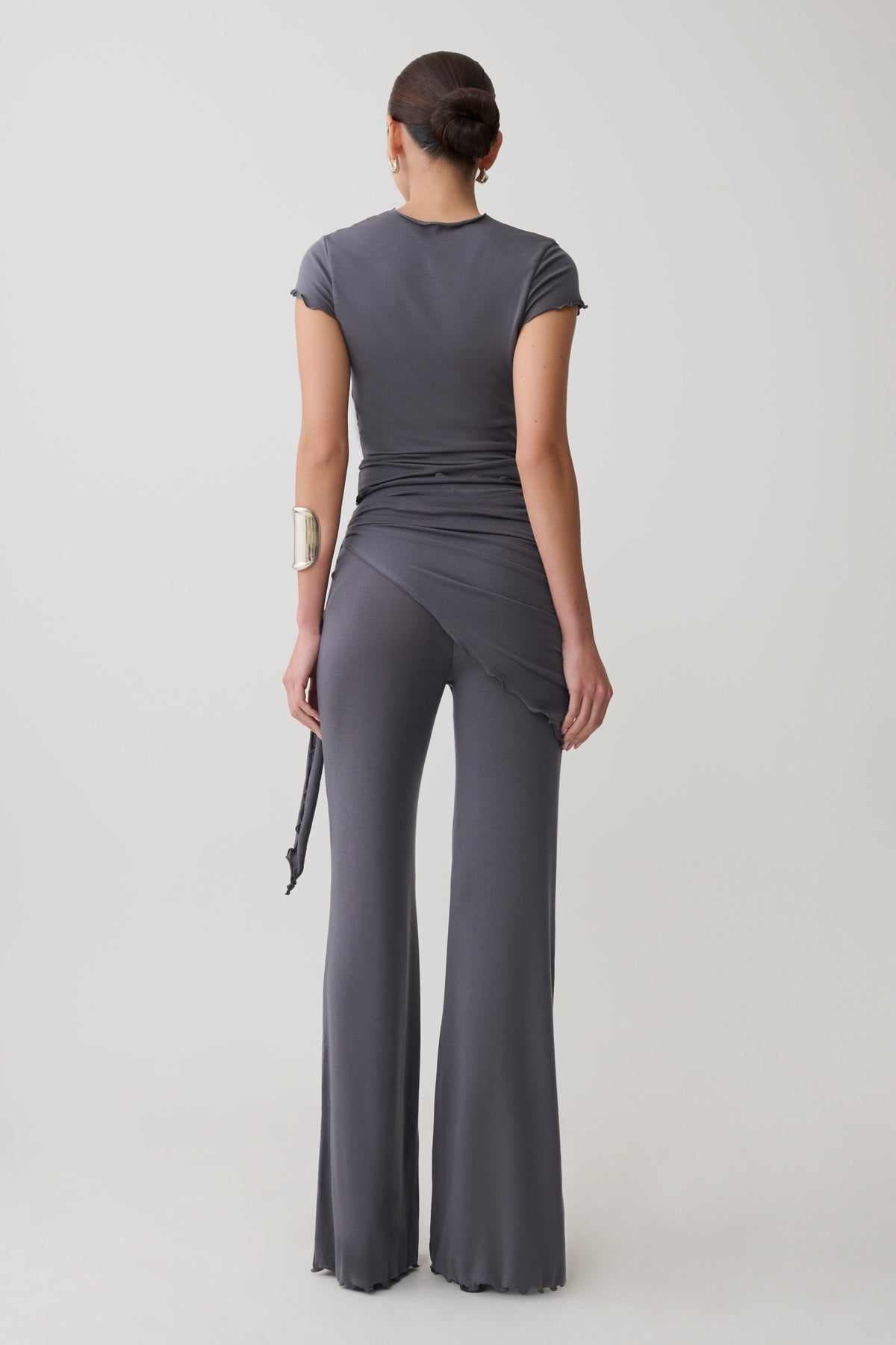Anfie Straight Leg Pants With Waist Wrap - Grey #5