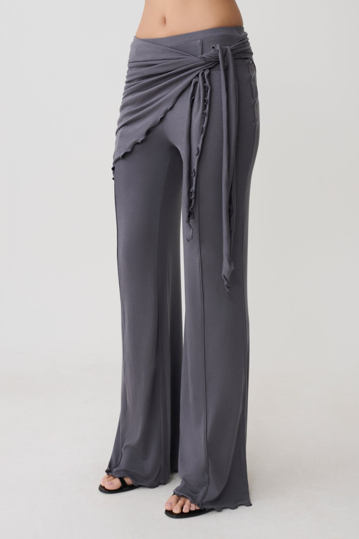 Anfie Straight Leg Pants With Waist Wrap - Grey #3