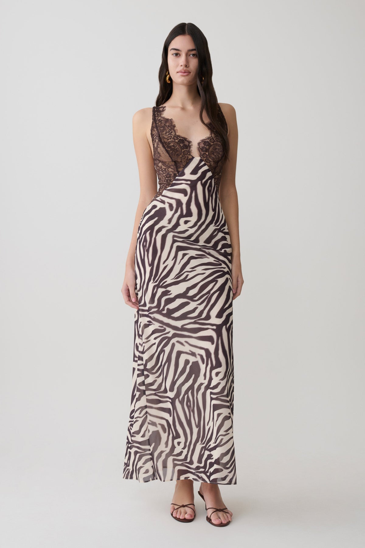 Angeline Lace And Chiffon Maxi Dress - Abstract Zebra Print #3