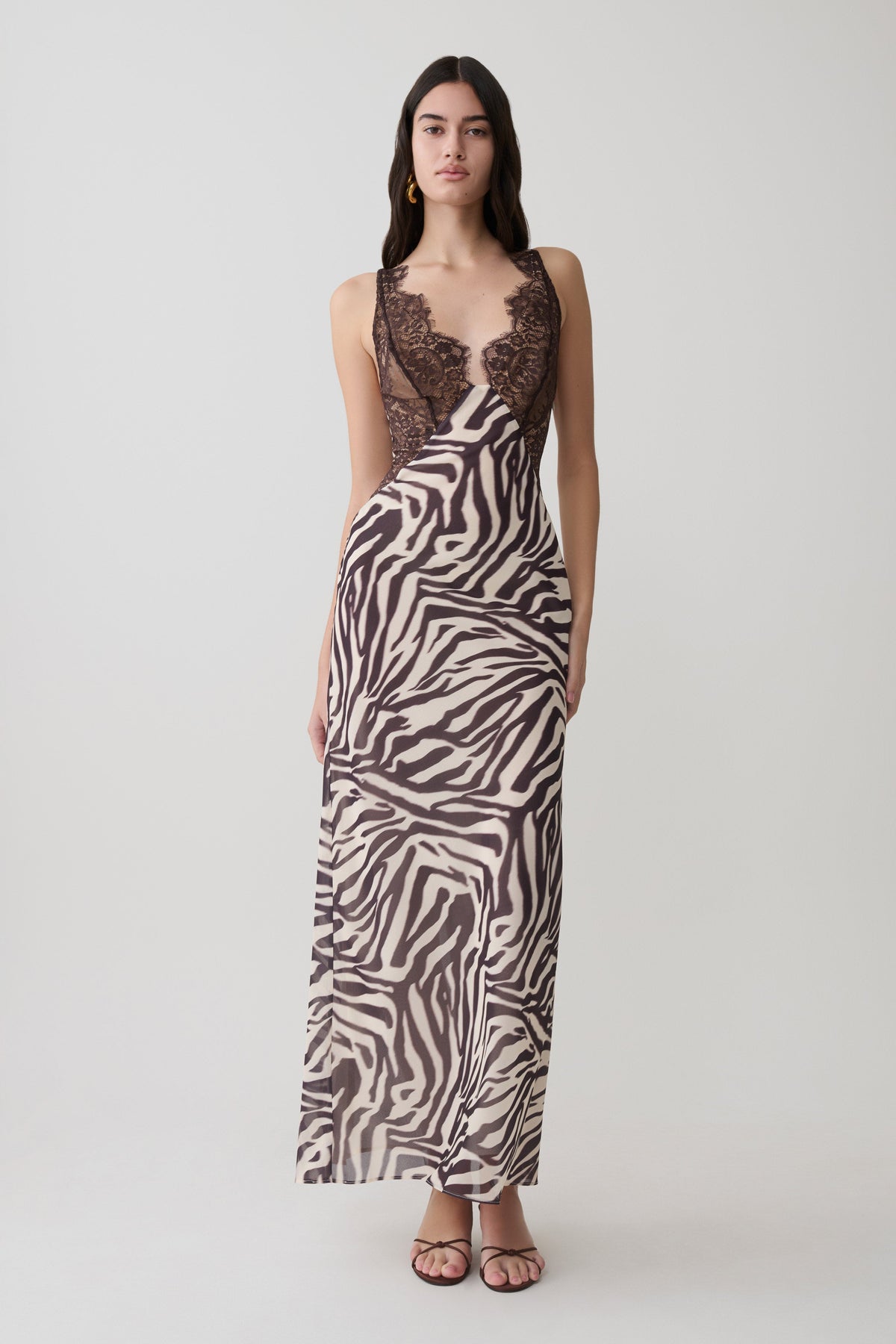 Angeline Lace And Chiffon Maxi Dress - Abstract Zebra Print #7