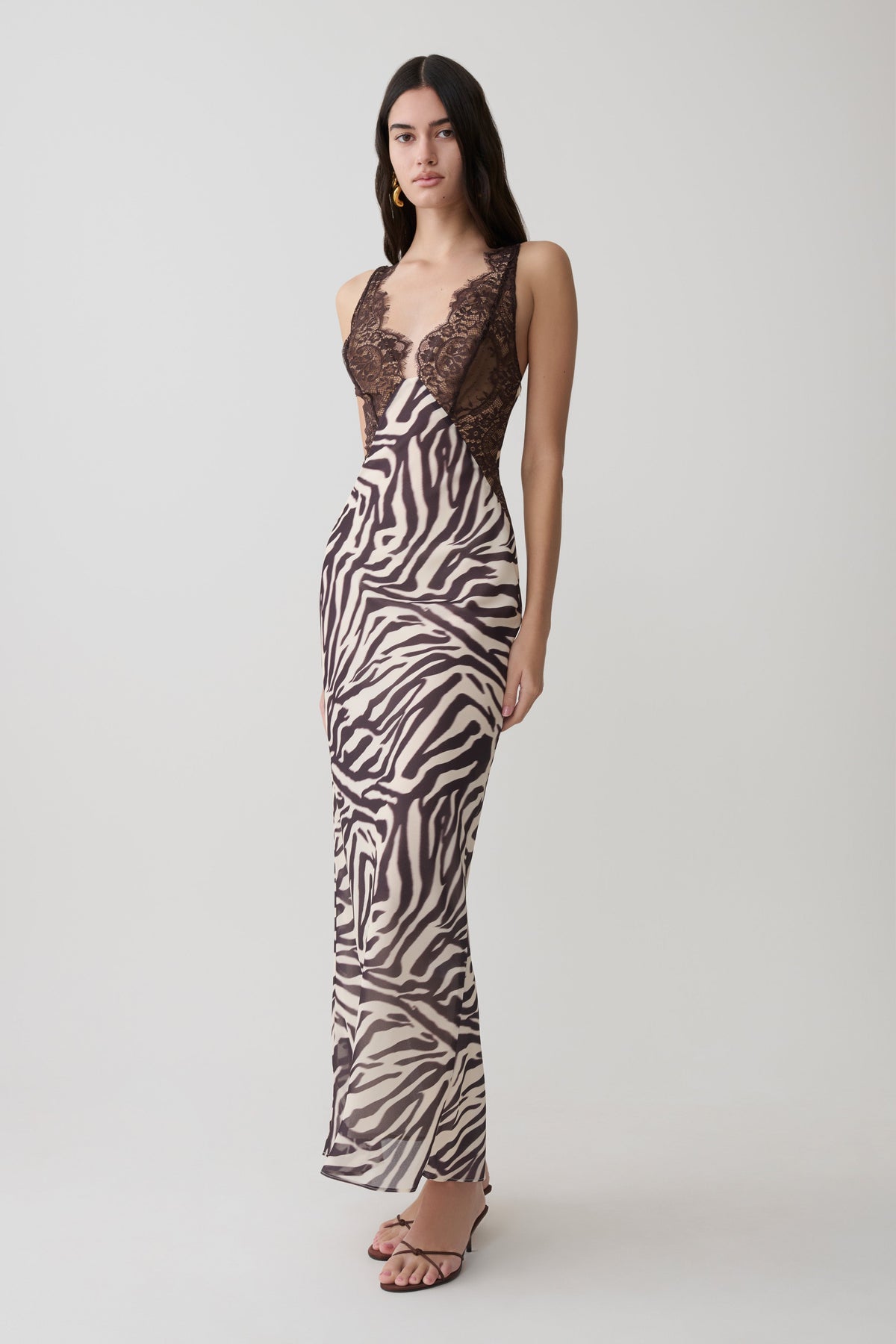Angeline Lace And Chiffon Maxi Dress - Abstract Zebra Print #6
