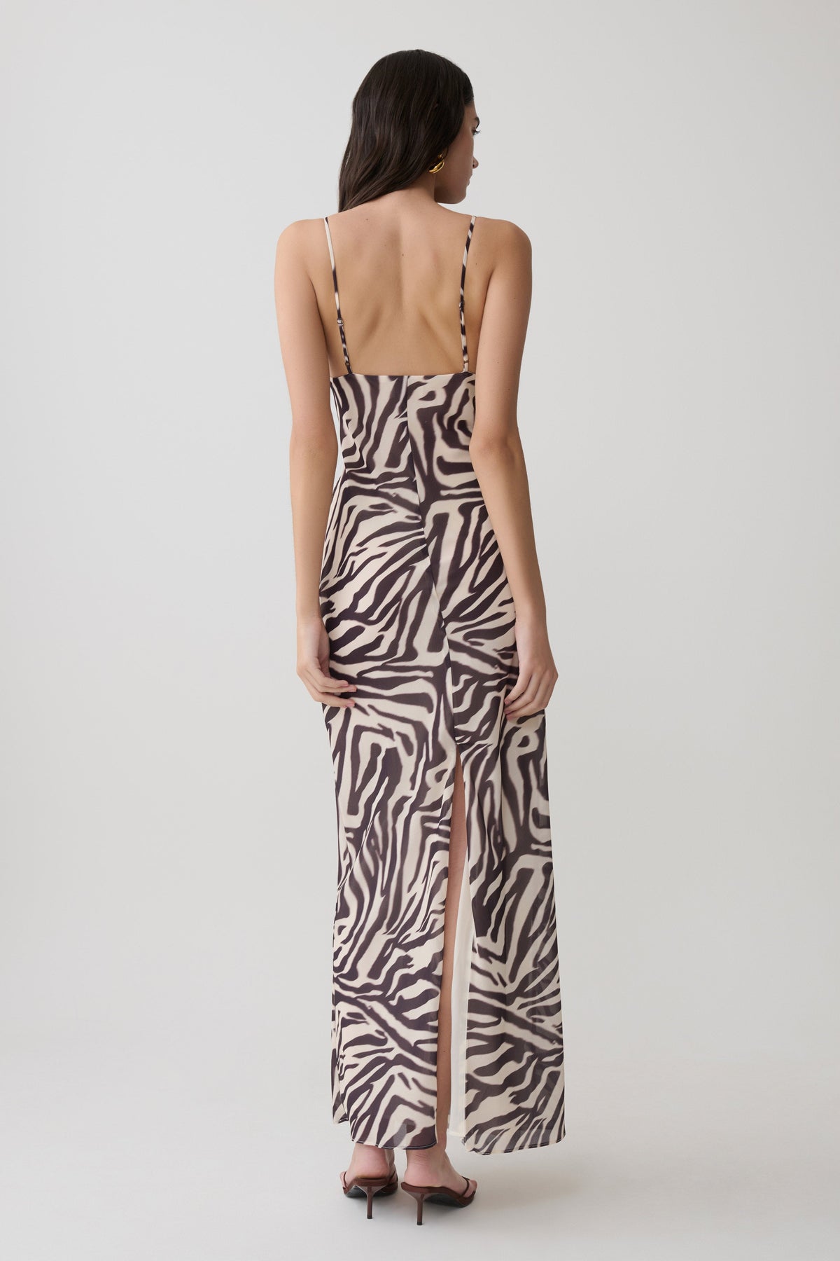 Angeline Lace And Chiffon Maxi Dress - Abstract Zebra Print #4