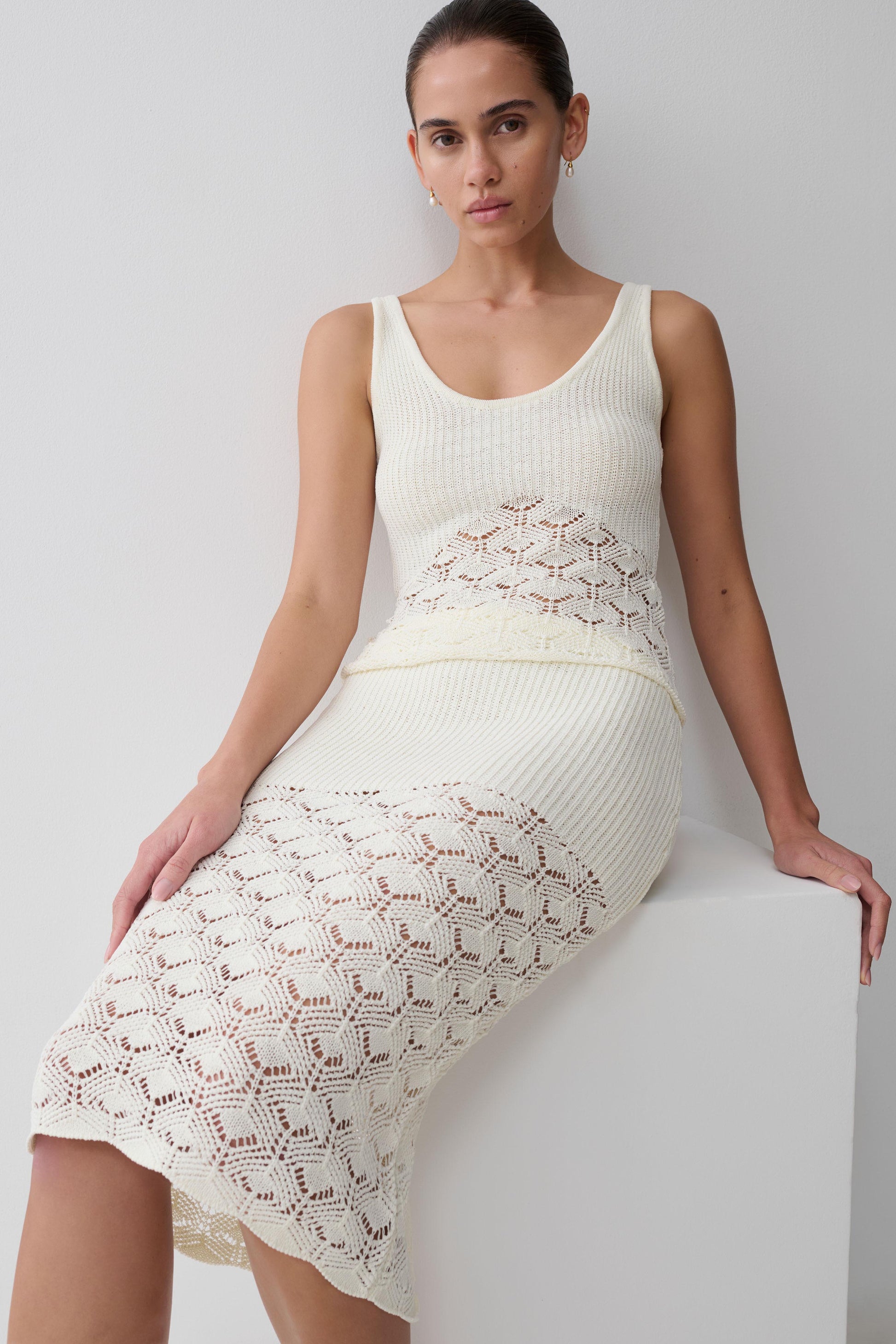 Atlantis Crochet Knit Top - White #3