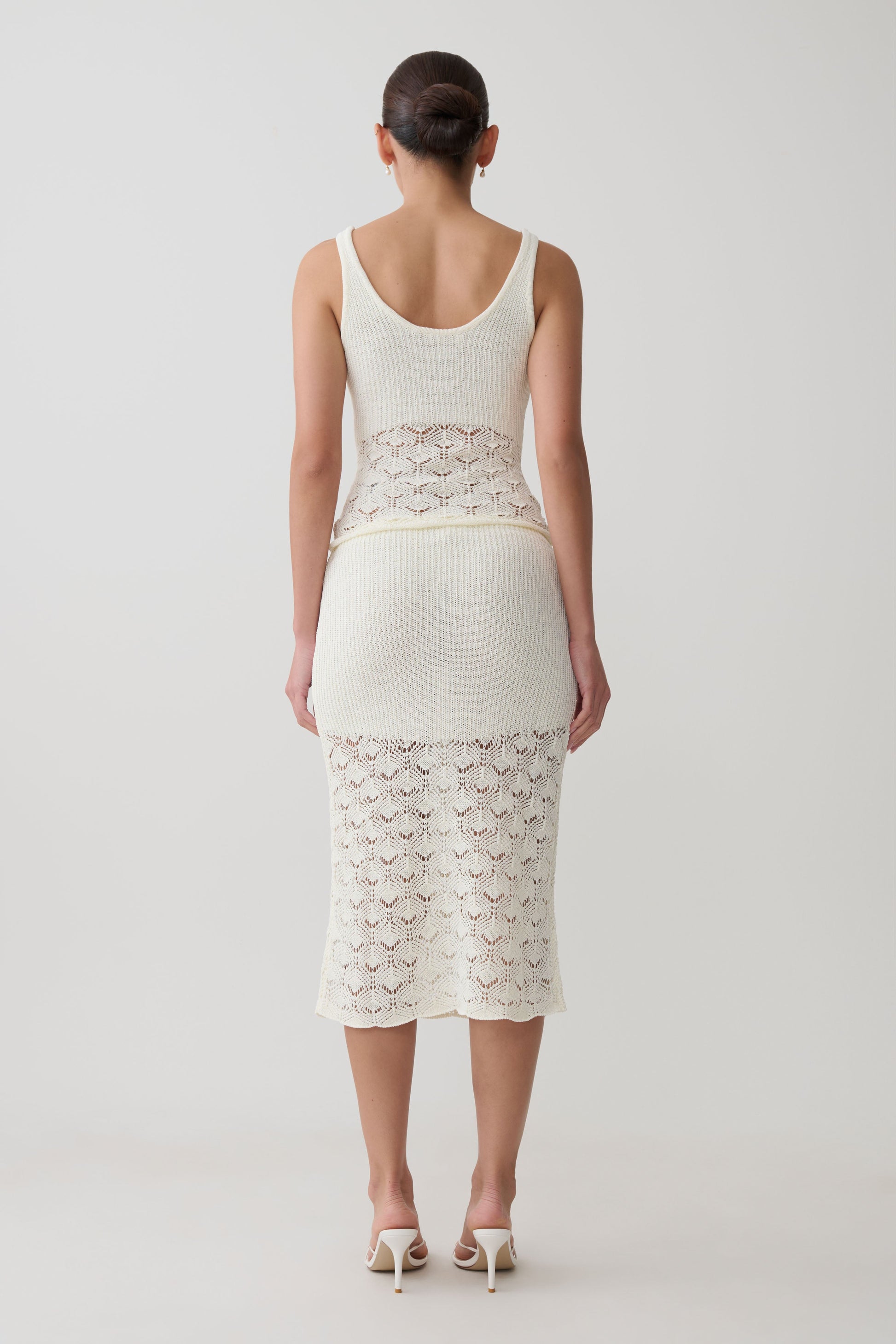 Atlantis Crochet Knit Midi Skirt - White #2
