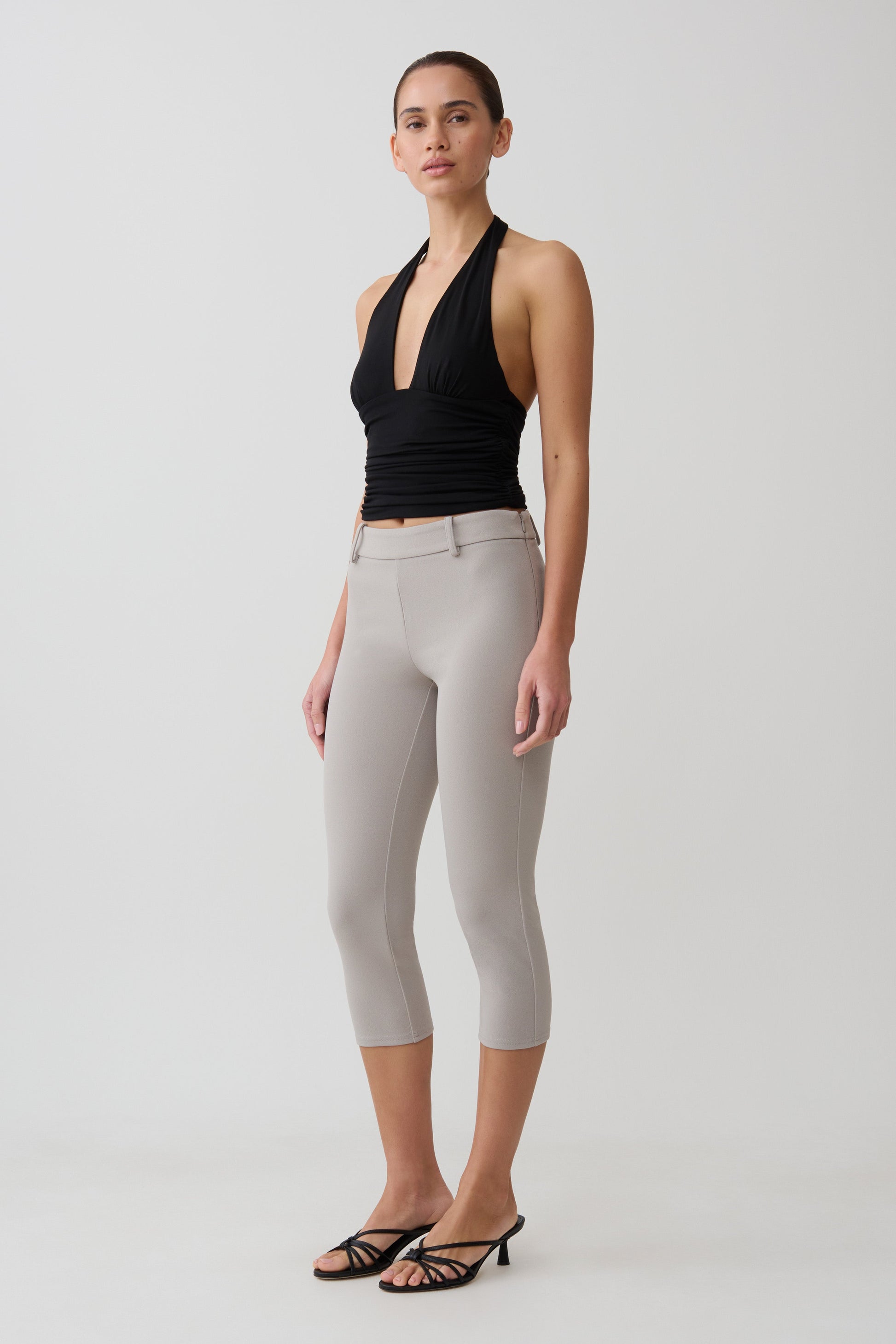 Blanca Stretch Crepe Capri Pants - Grey #4