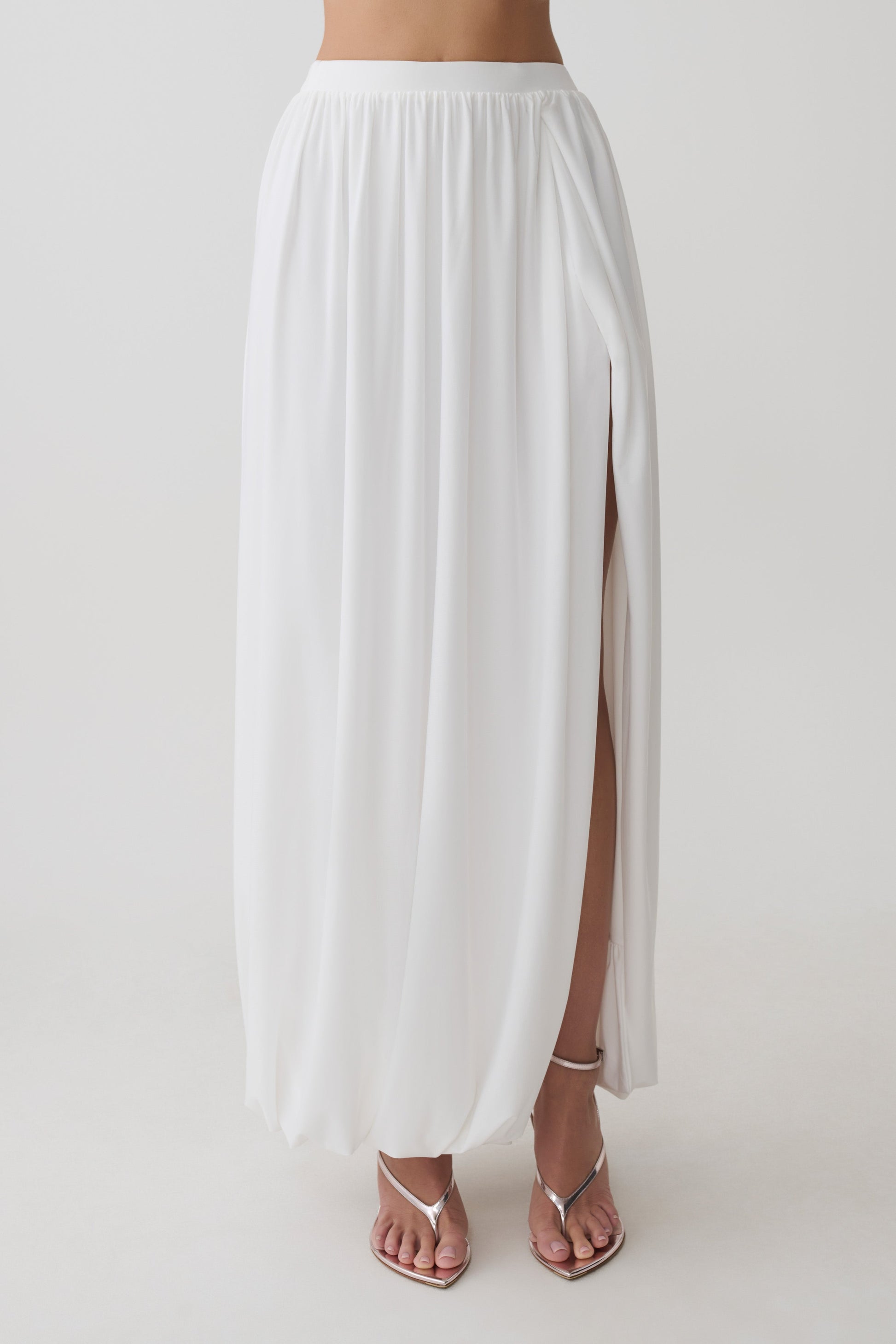 Banks Bubble Hem Midi Skirt - White #6