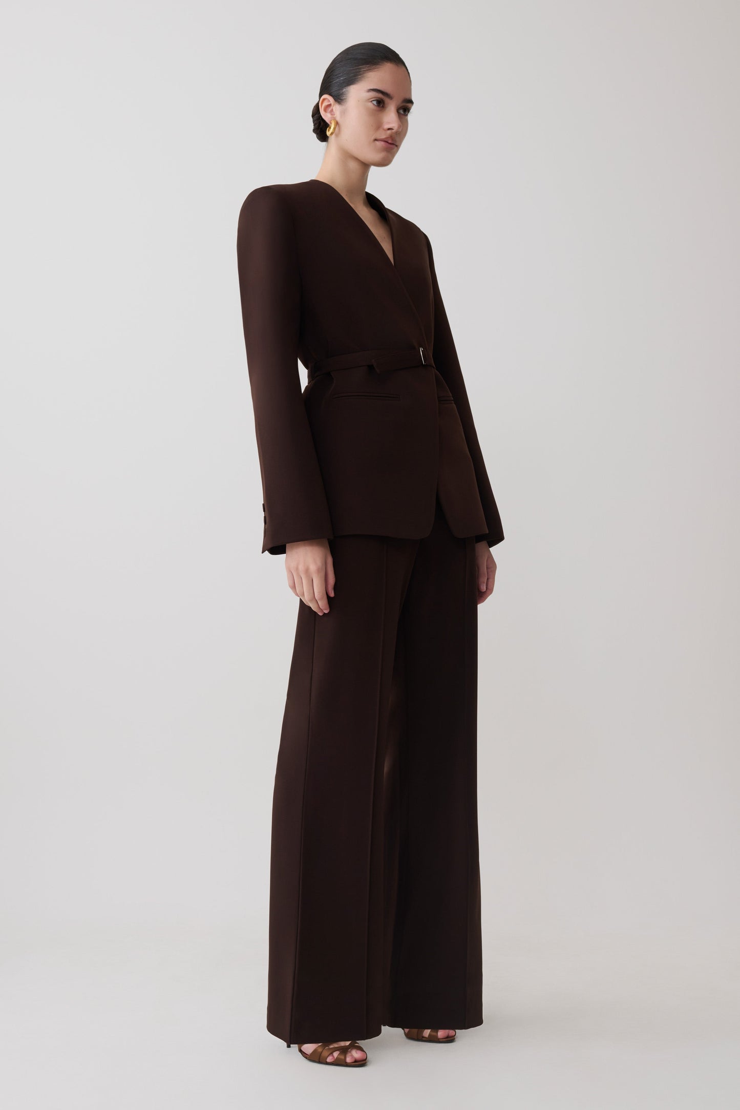 Darcie Fit And Flare Suiting Pants - Dark Chocolate