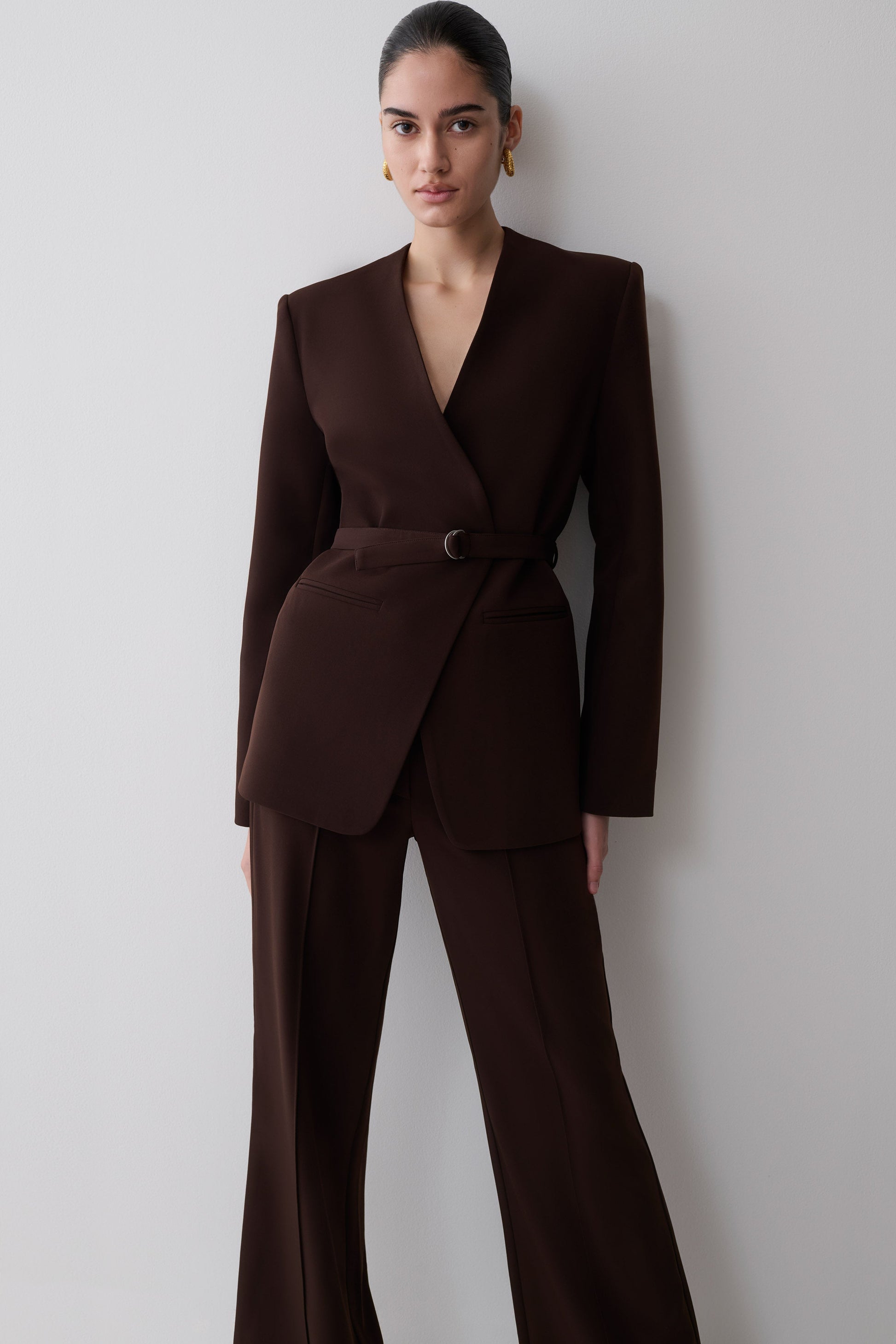 Darcie Fit And Flare Suiting Pants - Dark Chocolate #3