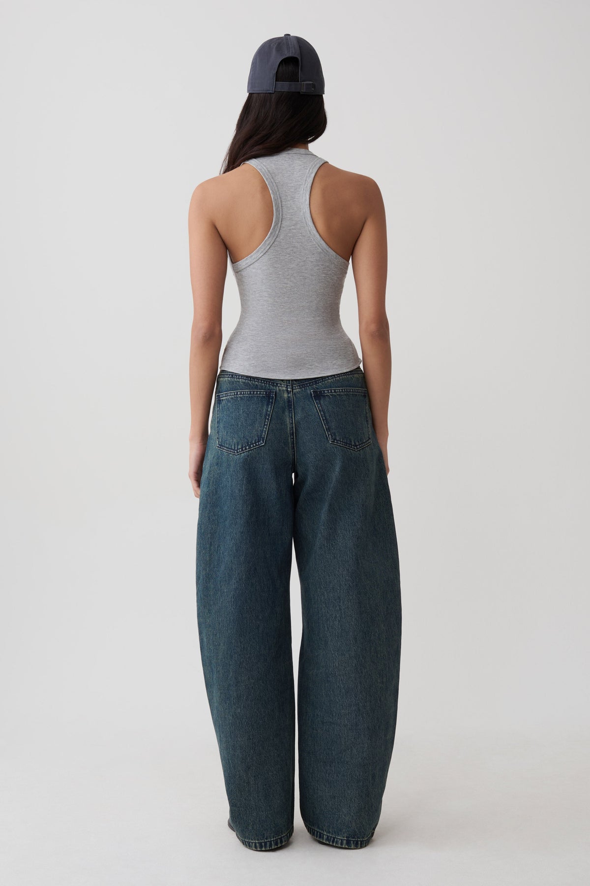 Evadne Ribbed Tank - Grey Marle