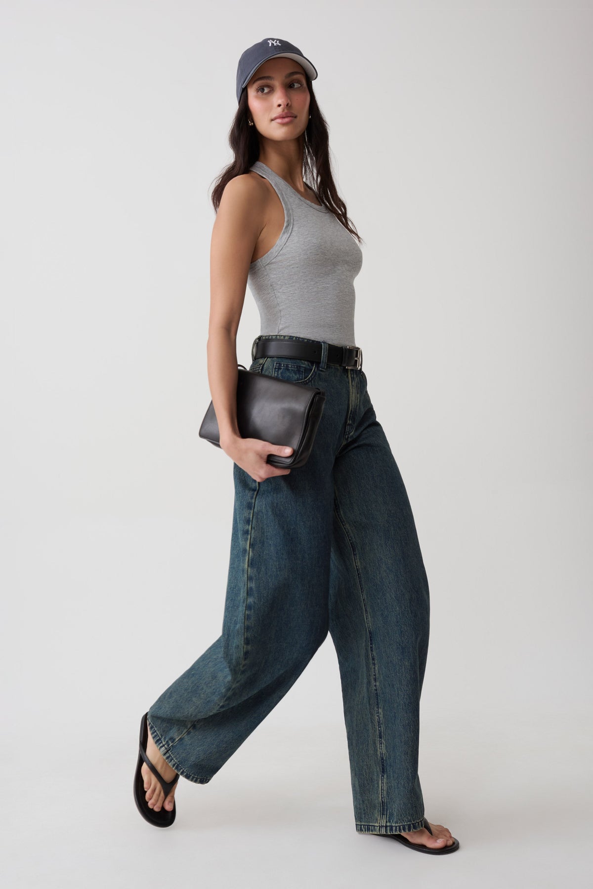 Evadne Ribbed Tank - Grey Marle #6