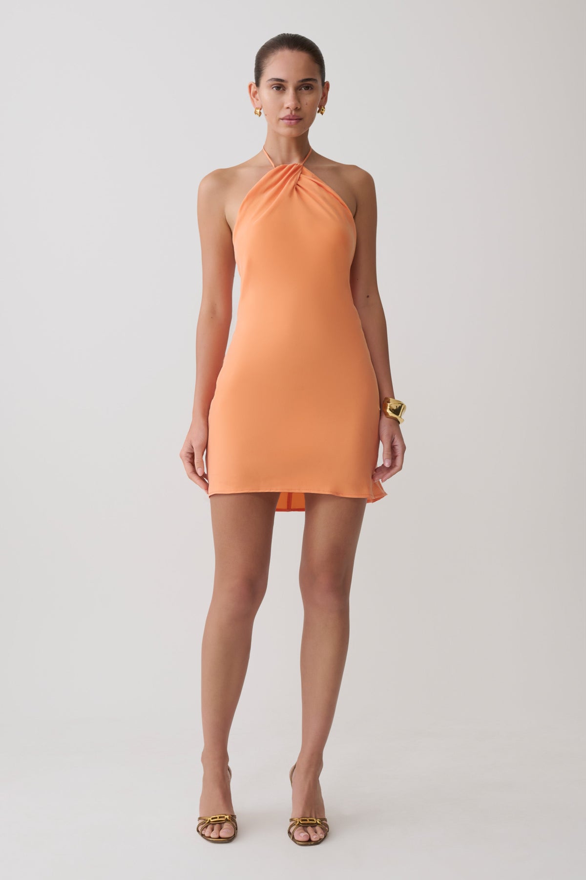 Maggie Cupro Halter Mini Dress - Orange #5