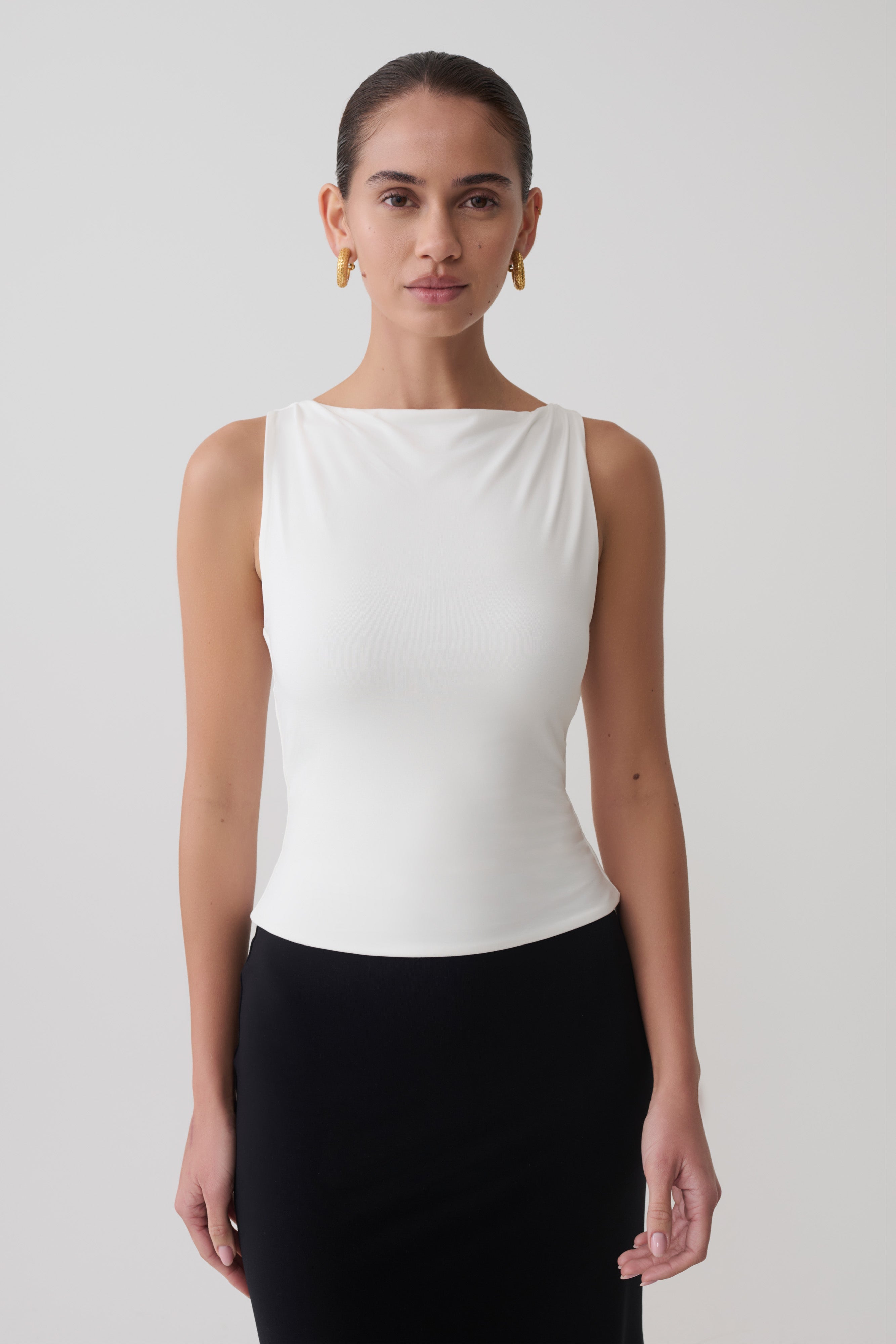 Nicolette Sleeveless Tank Top - White | MESHKI UK