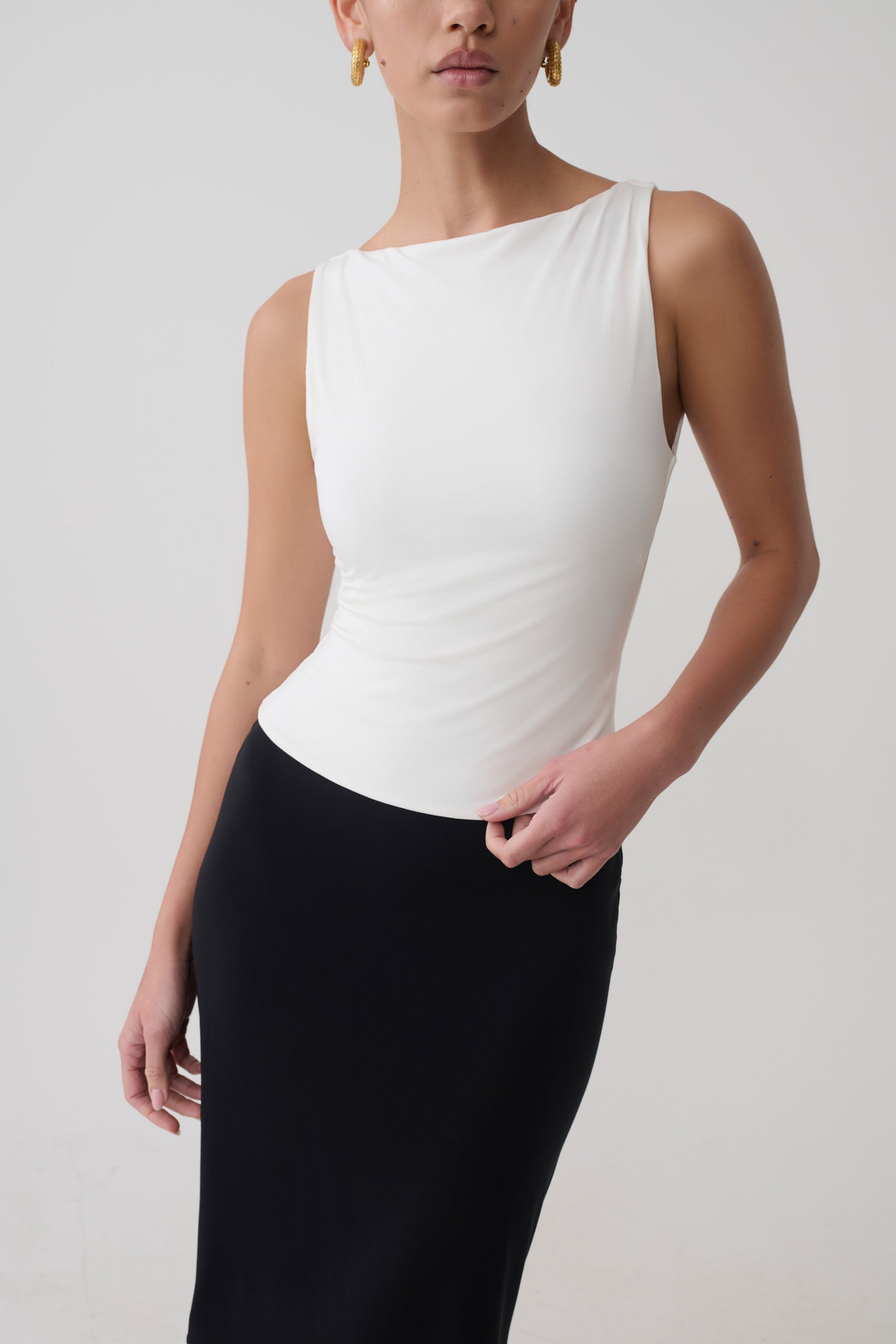Nicolette Sleeveless Tank Top - White #3