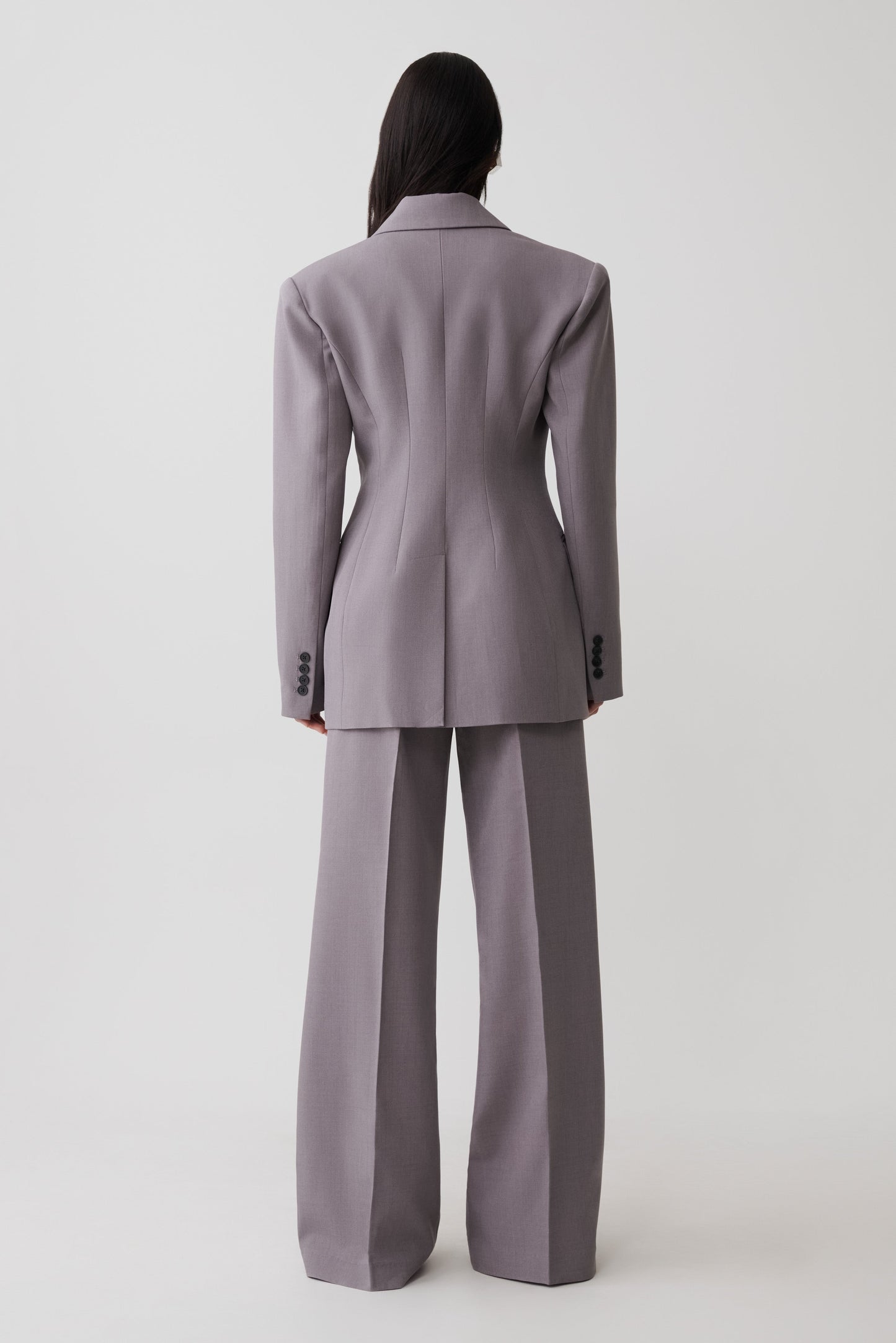Phoebe Double Breasted Blazer - Light Grey Marle