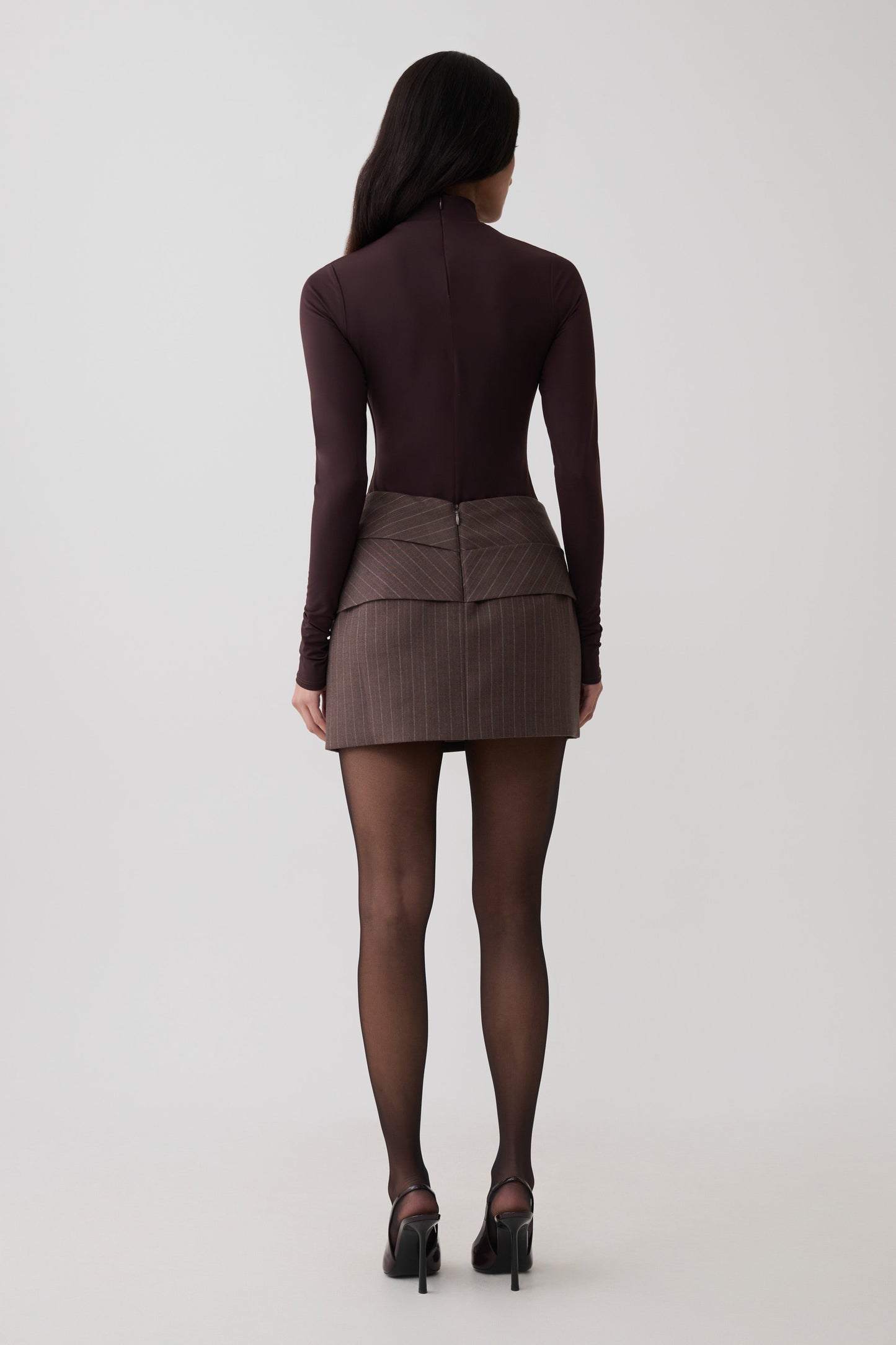 Phoebe Draped Mini Skirt - Brown Stripe