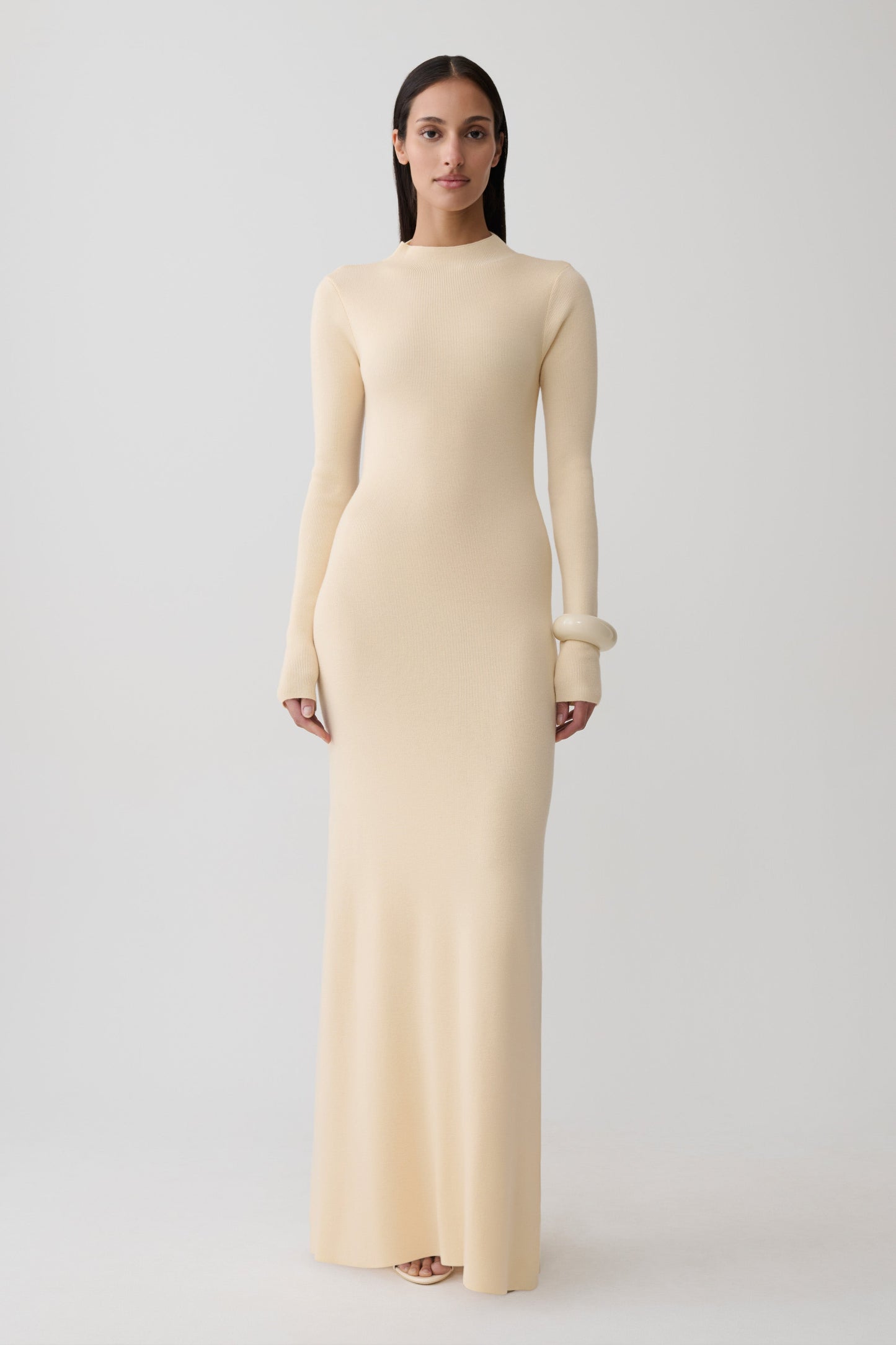 Rowan Long Sleeve Knit Maxi Dress - Cream