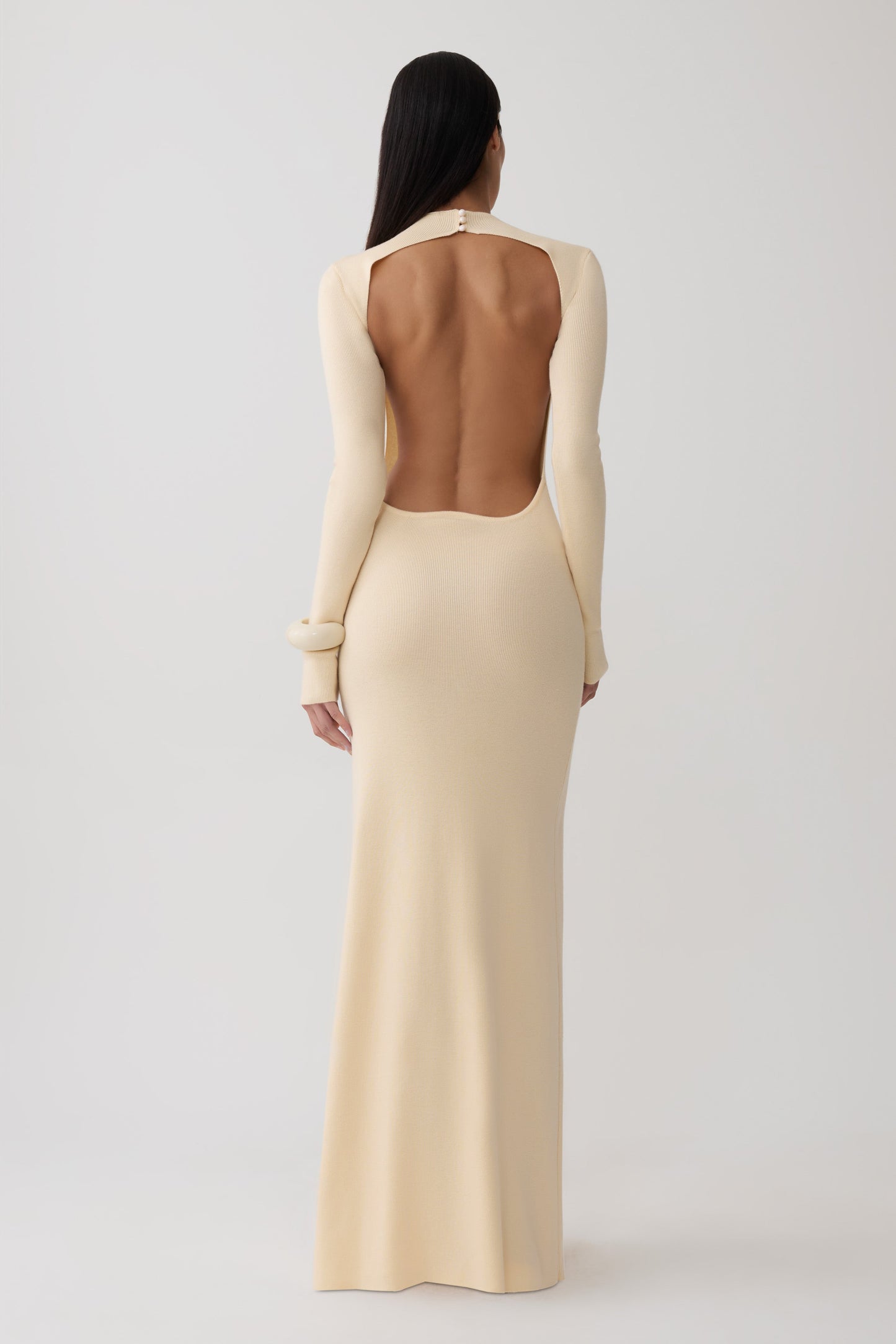 Rowan Long Sleeve Knit Maxi Dress - Cream