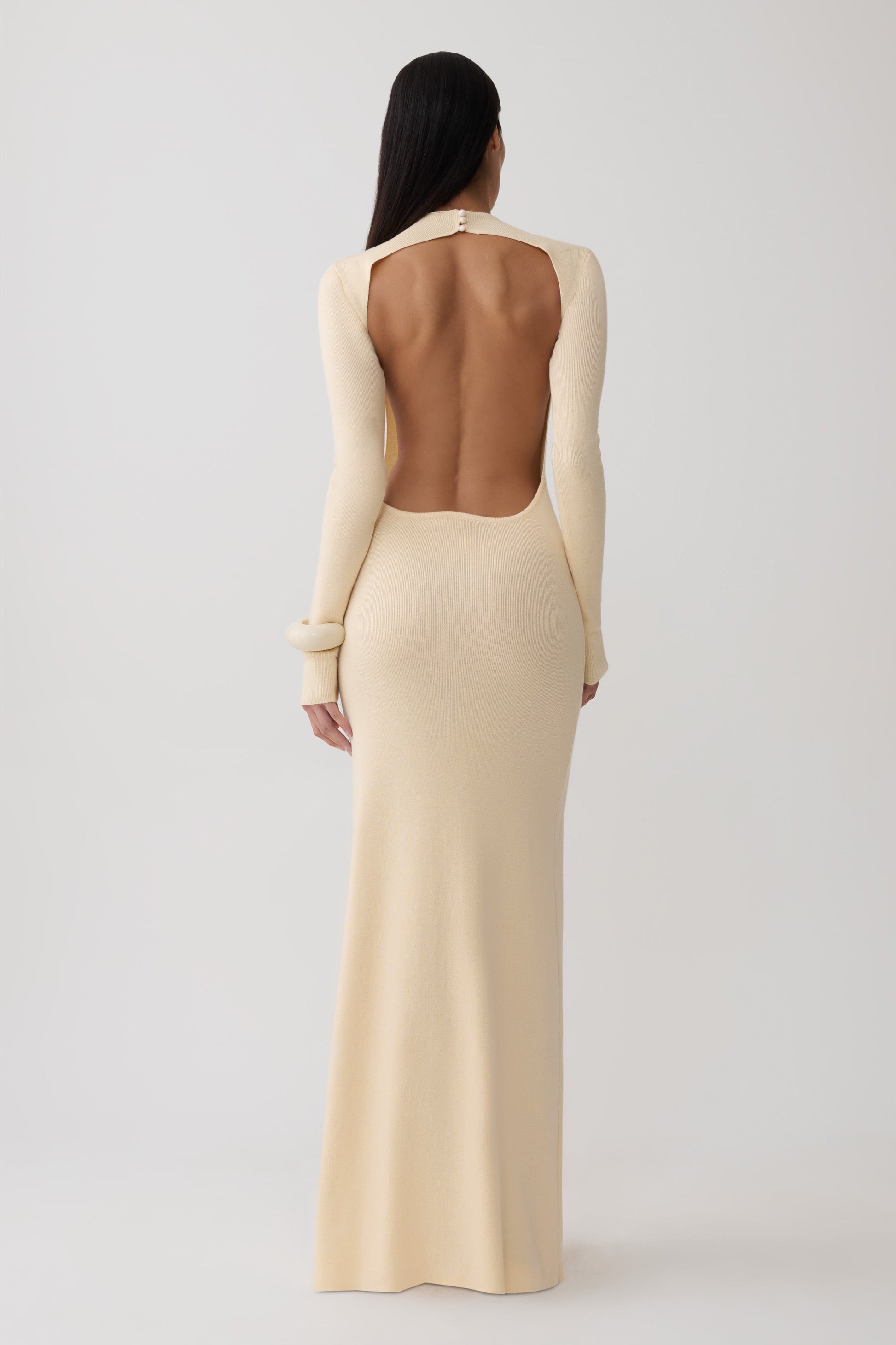 Rowan Long Sleeve Knit Maxi Dress - Cream #2