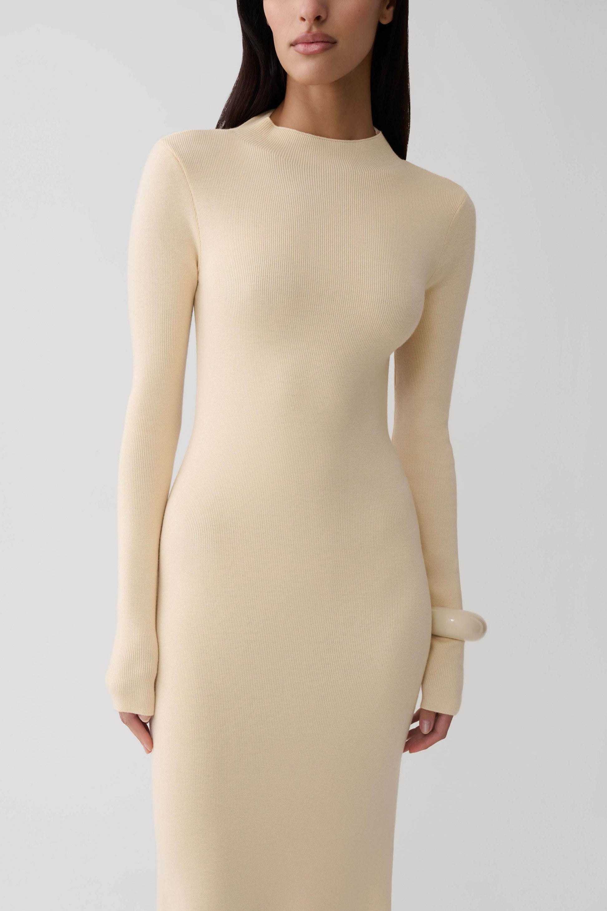 Rowan Long Sleeve Knit Maxi Dress - Cream #3