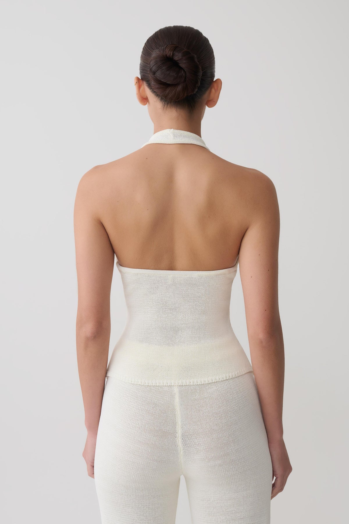 Salley Crochet Halter Longline Top - Ivory #2
