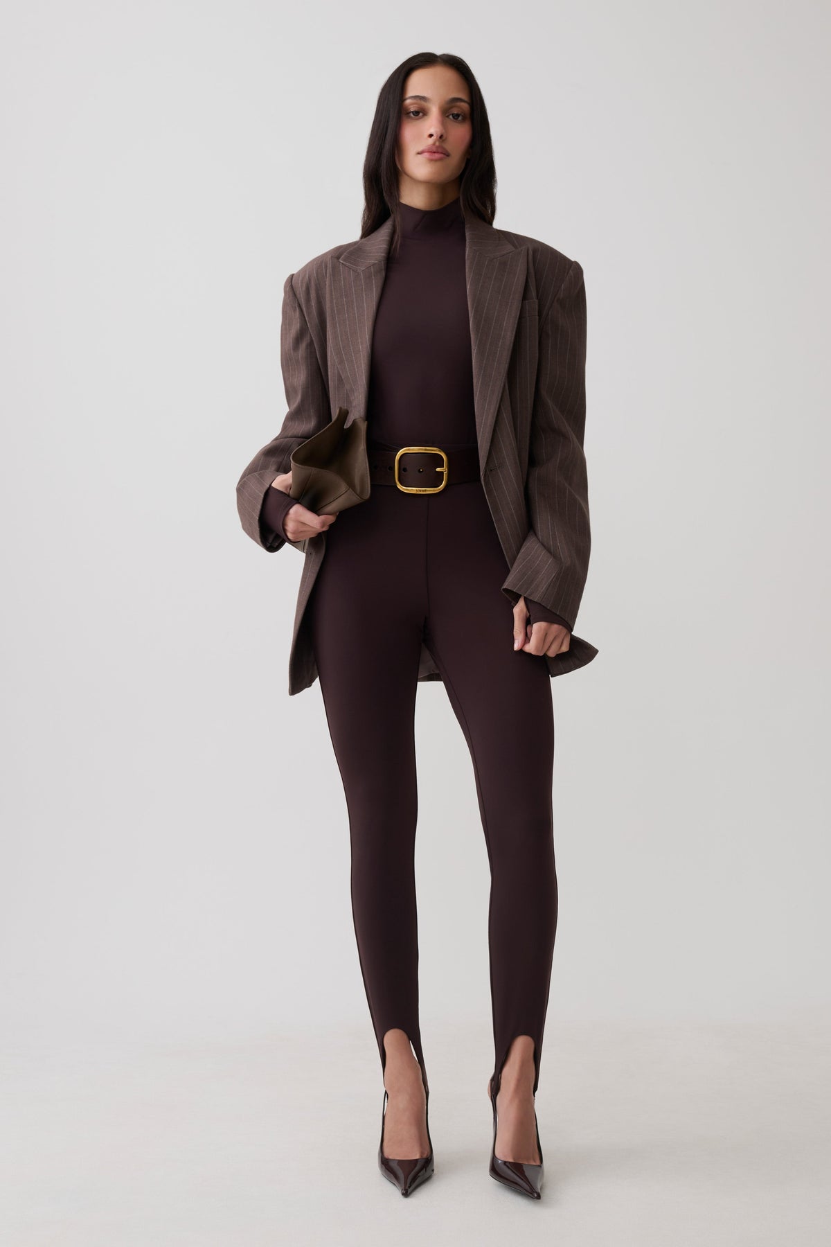 Almira Jersey Stirrup Leggings - Chocolate