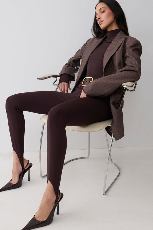 Almira Jersey Stirrup Leggings - Chocolate