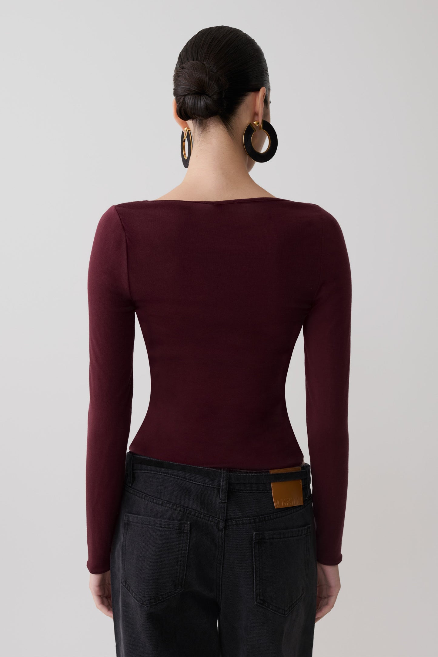 Coraline Long Sleeve Sheer Top - Burgundy