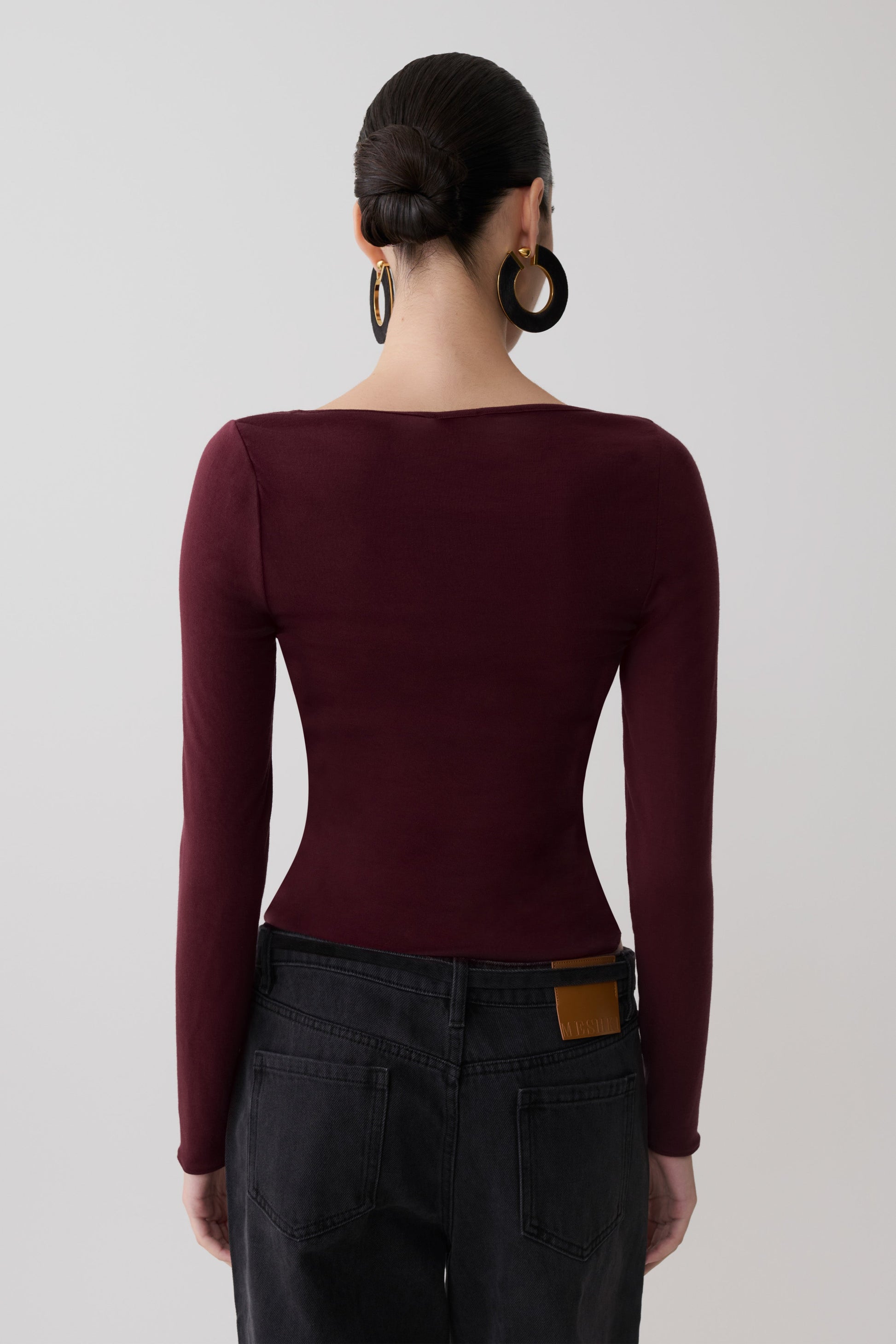 Coraline Long Sleeve Sheer Top - Burgundy #2