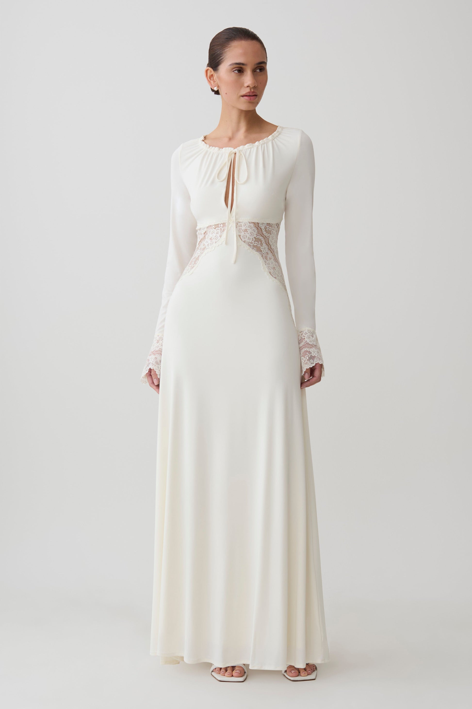 Elethea Lace Slinky Maxi Dress - Ivory #4