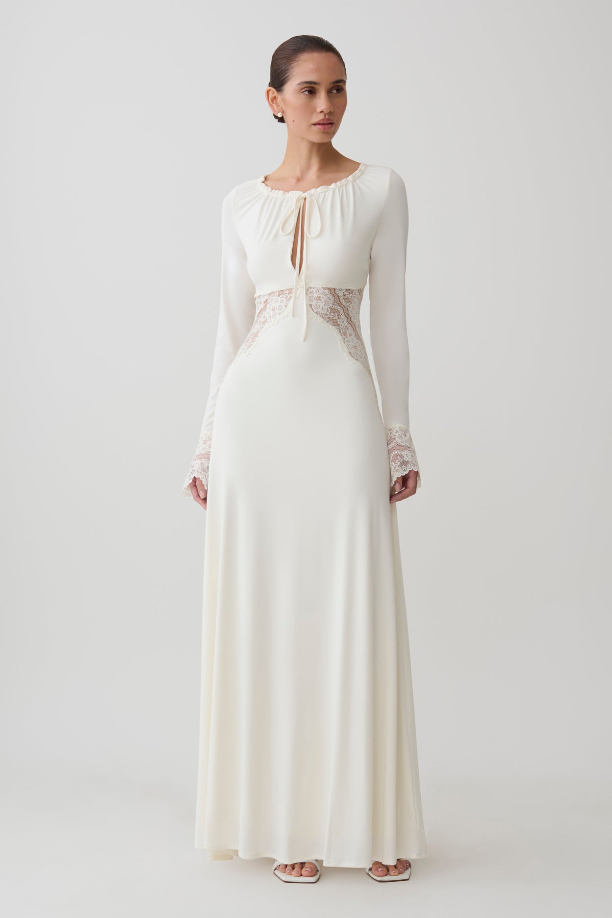 Elethea Lace Slinky Maxi Dress - Ivory #4