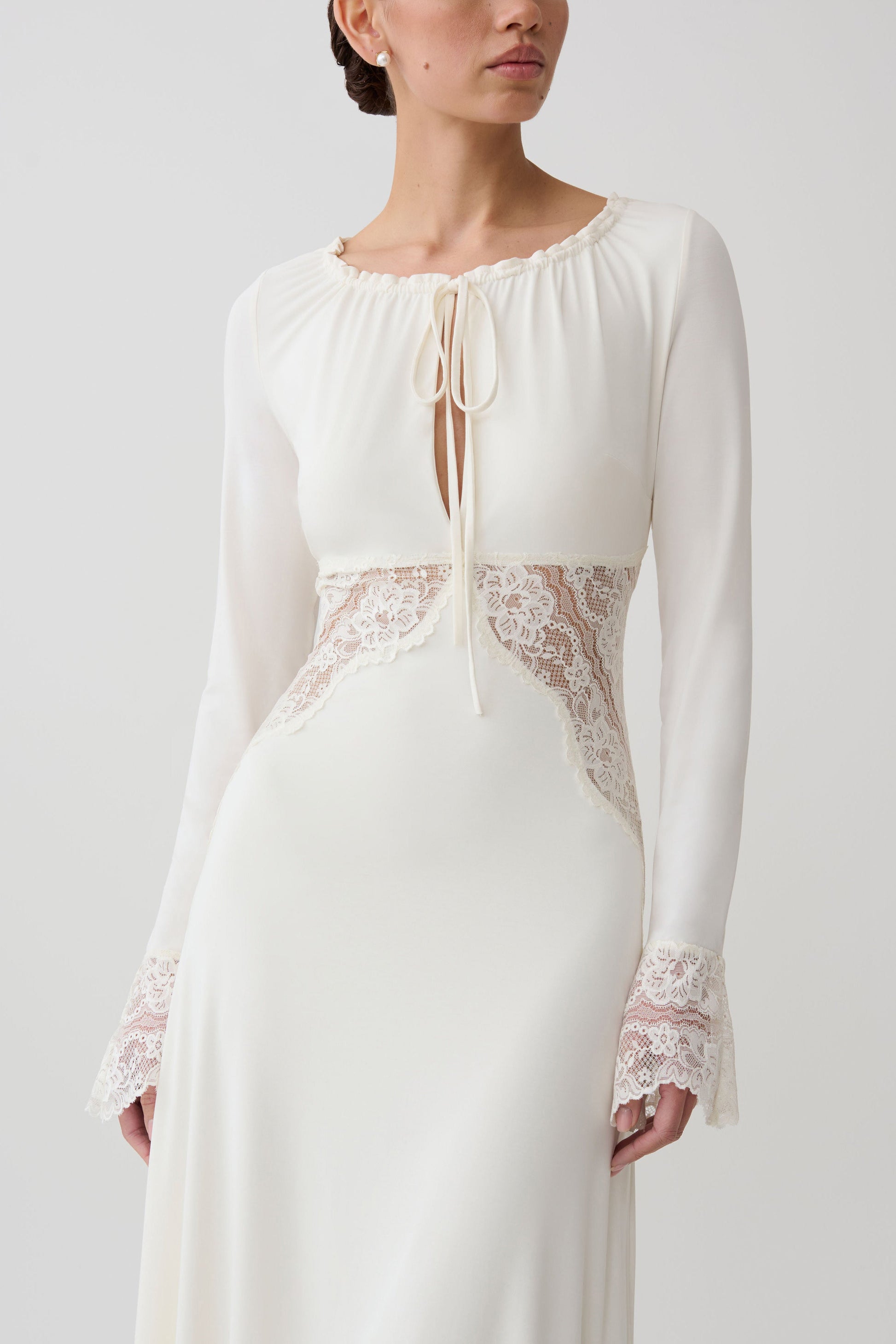 Elethea Lace Slinky Maxi Dress - Ivory #6