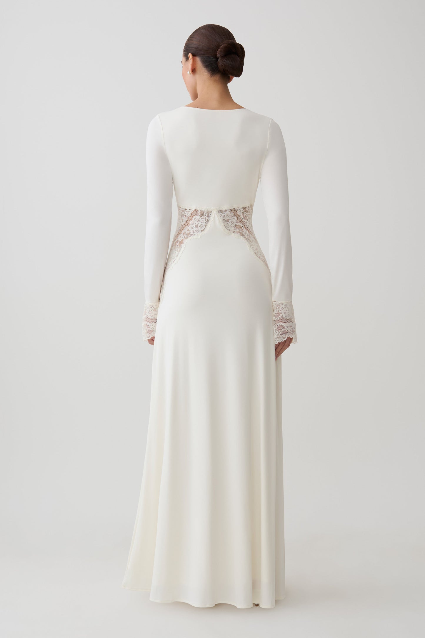 Elethea Lace Slinky Maxi Dress - Ivory