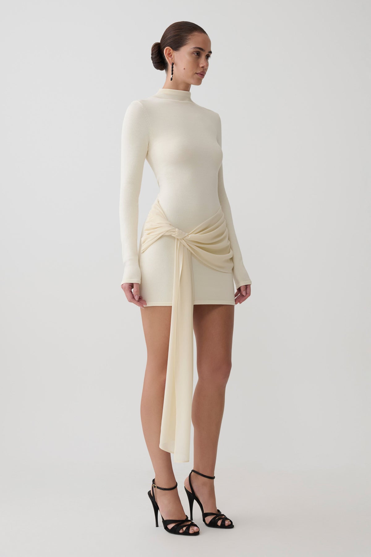 Grayson Knit Chiffon Mini Dress - Buttercream #4
