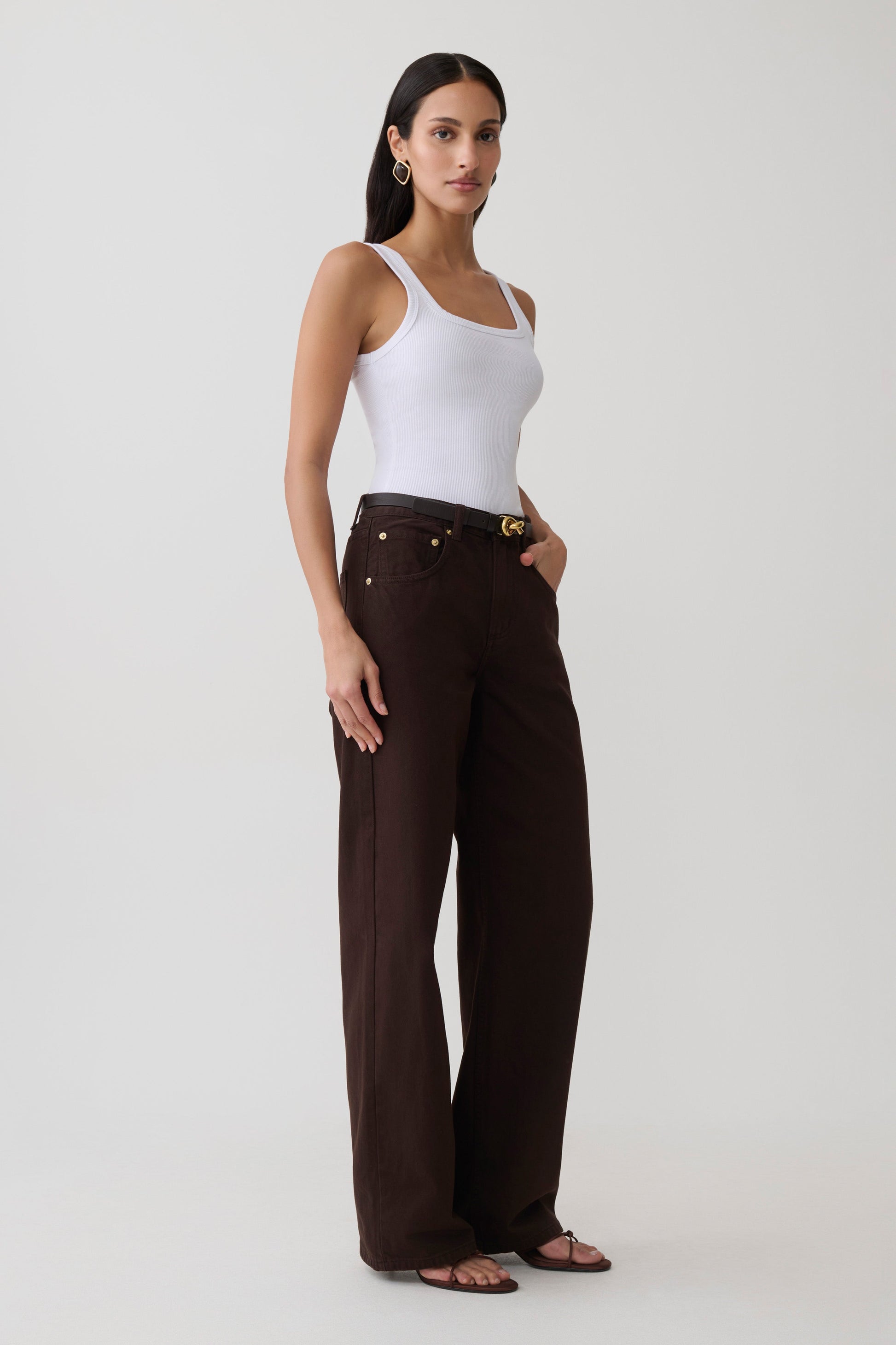Mannon Mid Rise Denim Jeans - Chocolate #4
