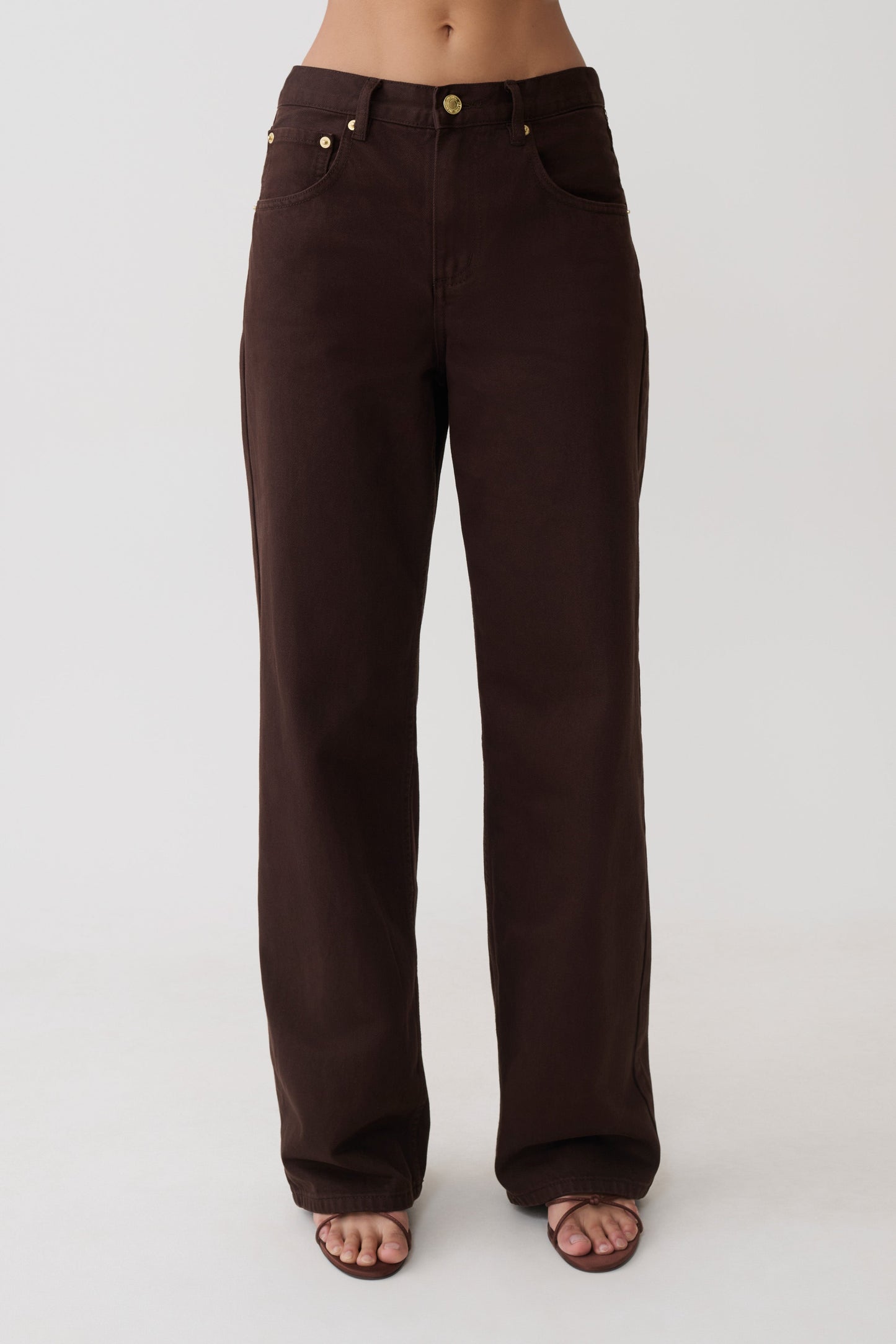 Mannon Mid Rise Denim Jeans - Chocolate