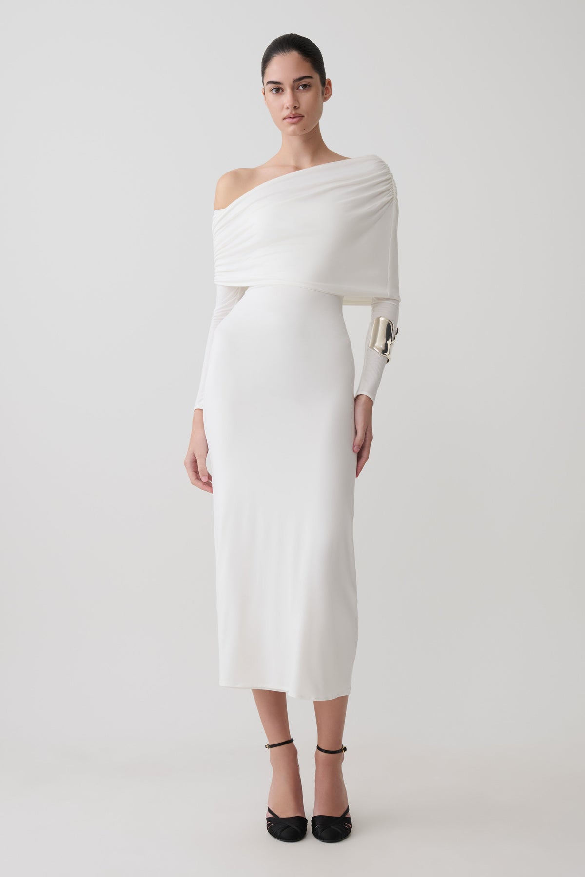 Corinna Modal One Shoulder Midi Dress - White #5