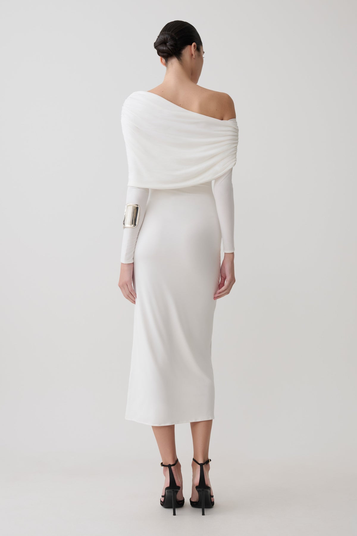 Corinna Modal One Shoulder Midi Dress - White #2