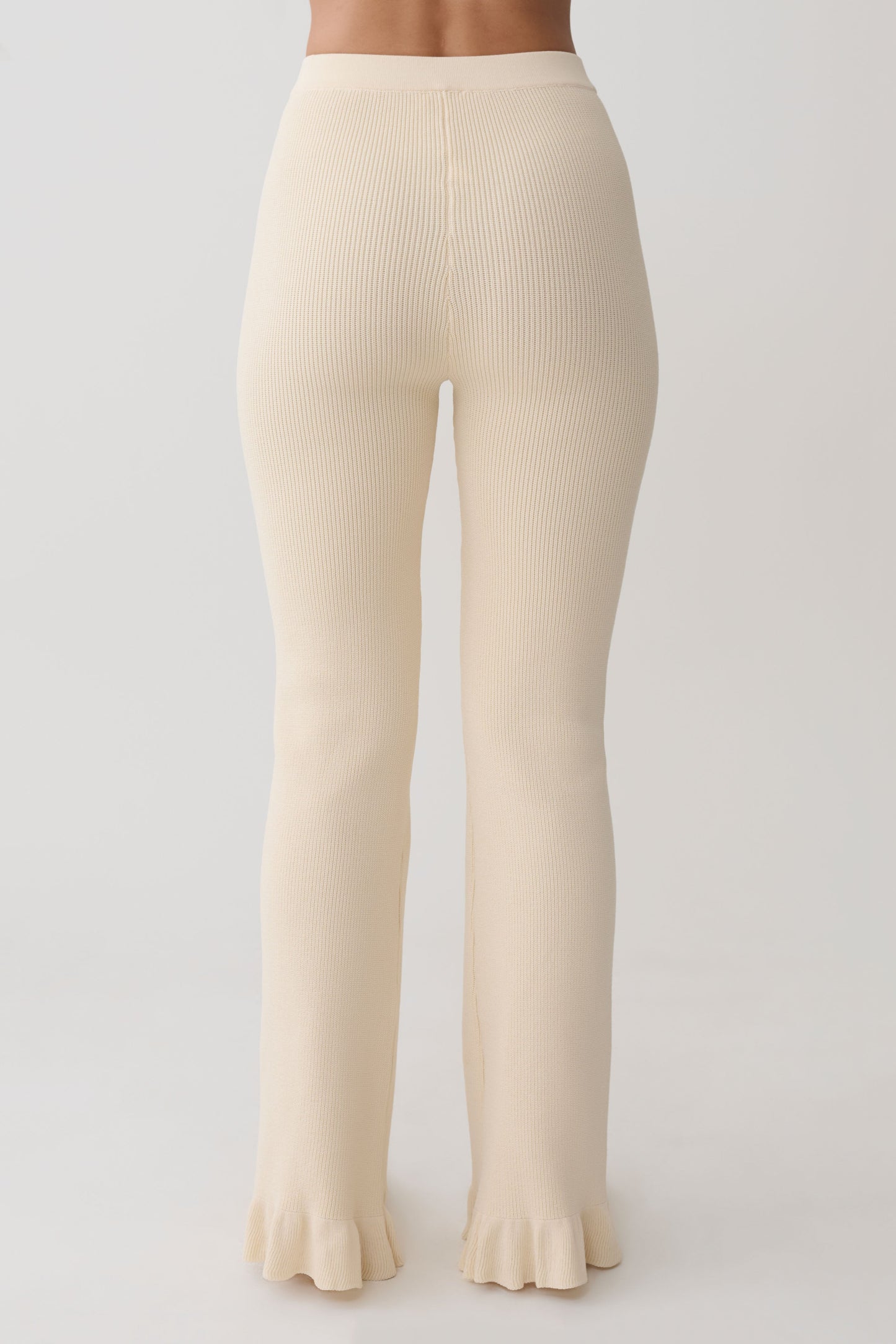 Suzie Ribbed Flared Pants - Ivory